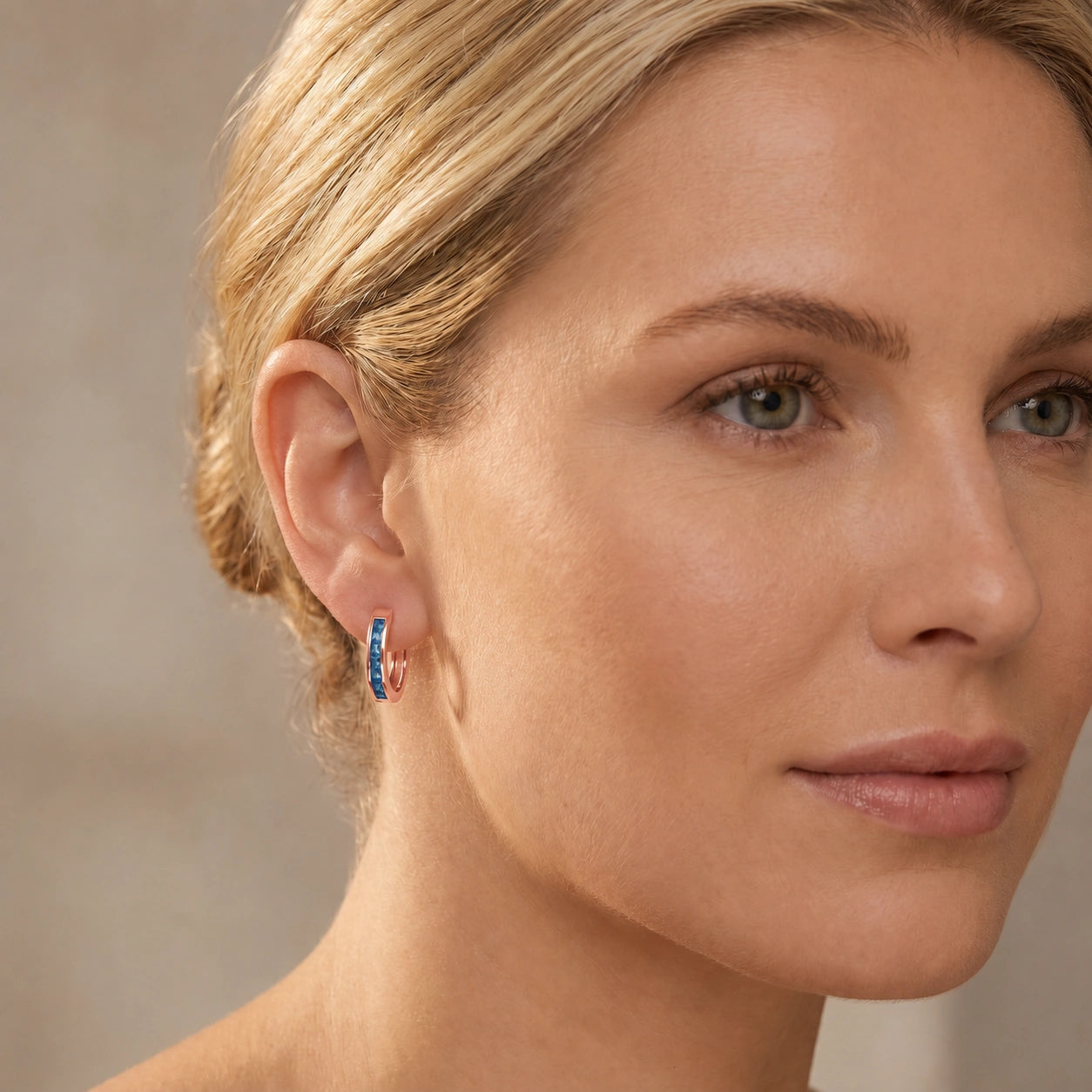Rose Gold Earrings Blue Topaz 10K — Rachele