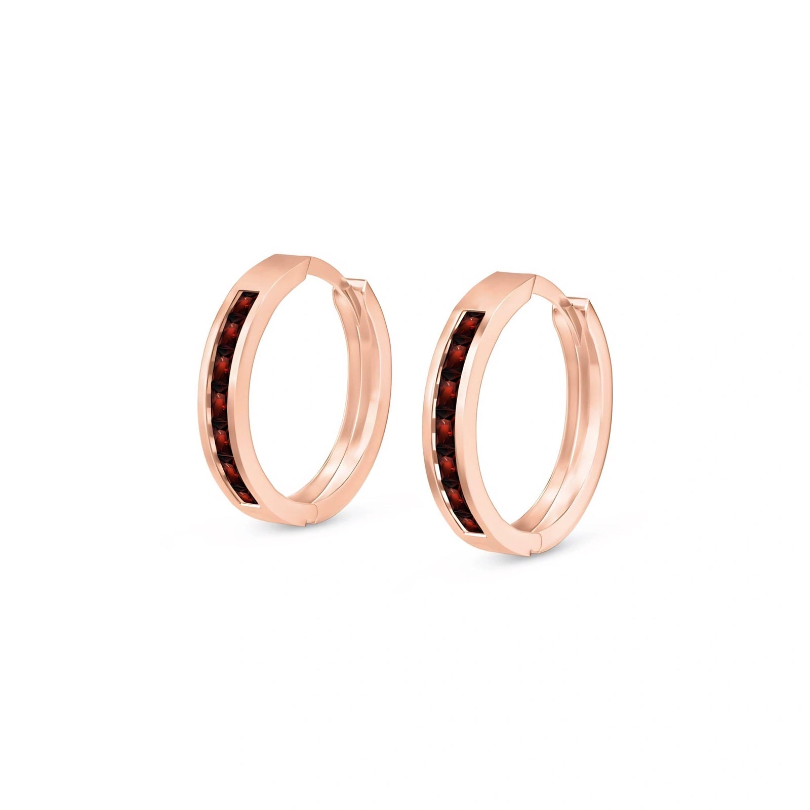 Rose Gold Earrings Garnet 10K — Rachele
