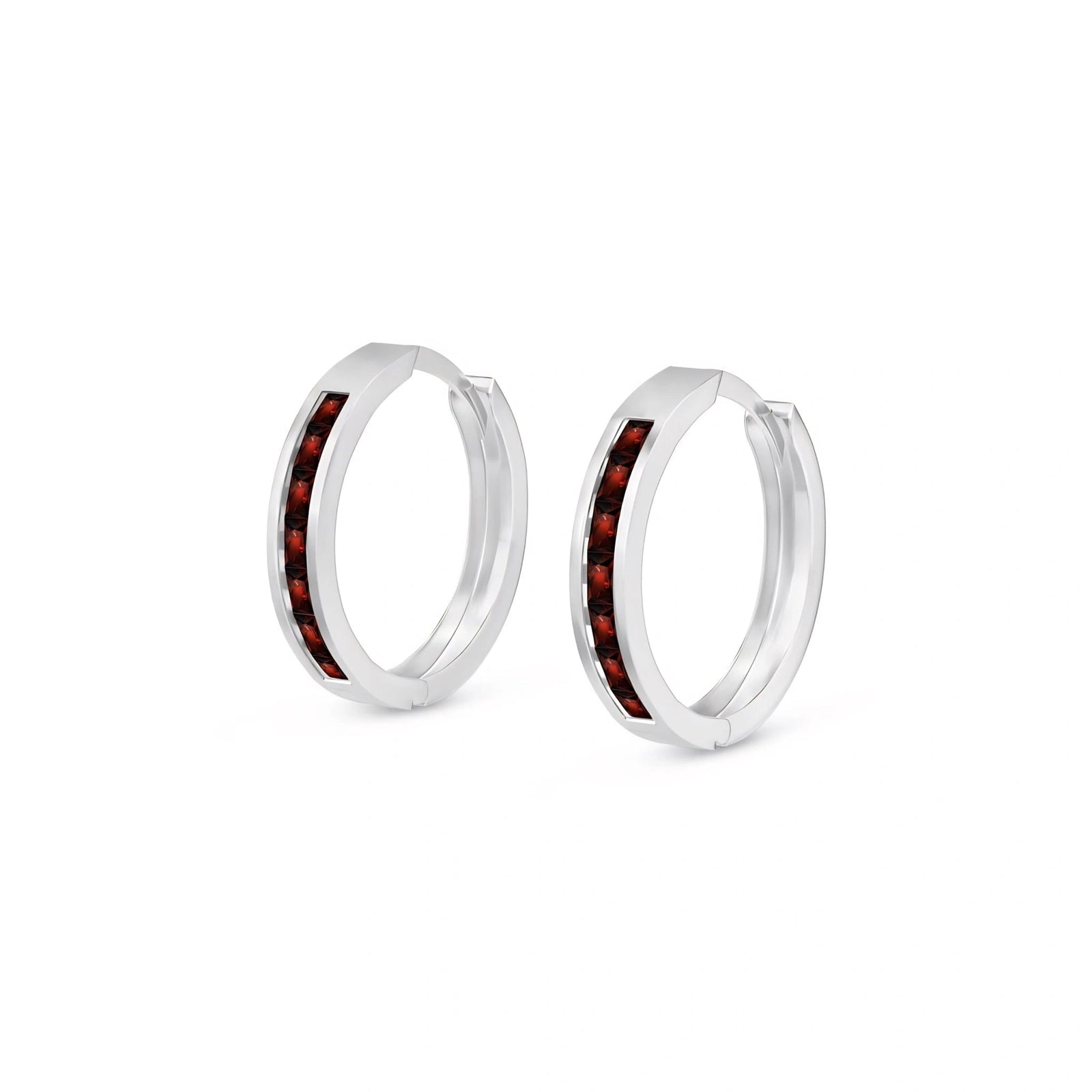 White Gold Earrings Garnet 10K — Rachele