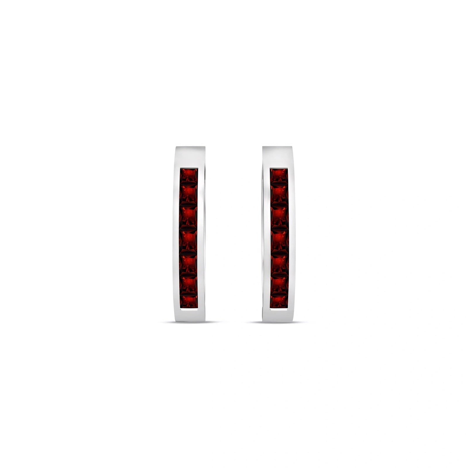 White Gold Earrings Garnet 10K — Rachele