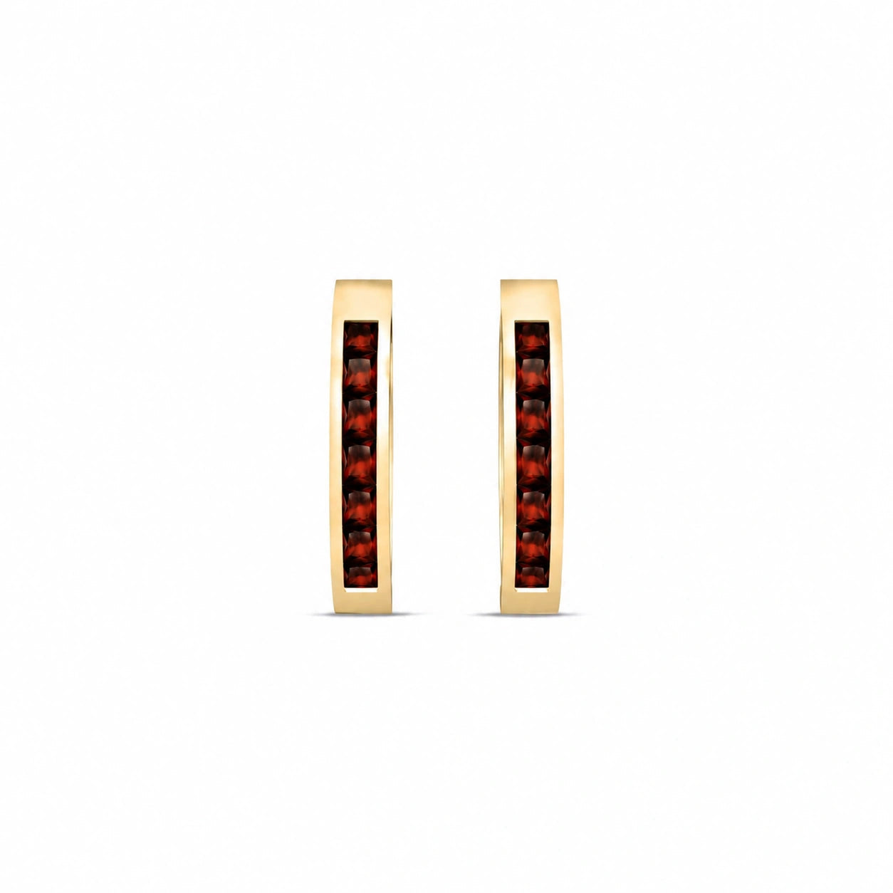 Yellow Gold Earrings Garnet 10K — Rachele