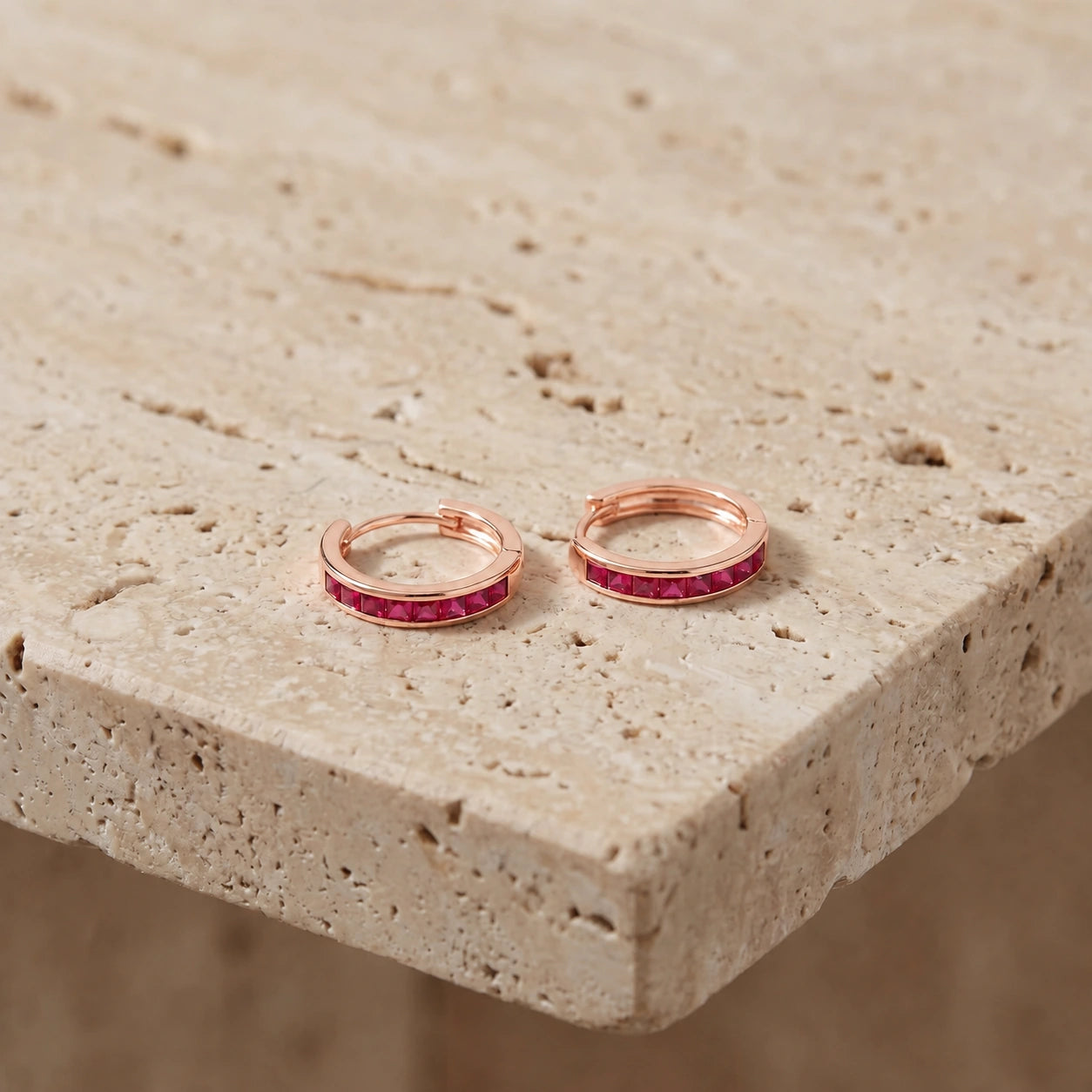 Rose Gold Earrings Ruby 10K — Rachele