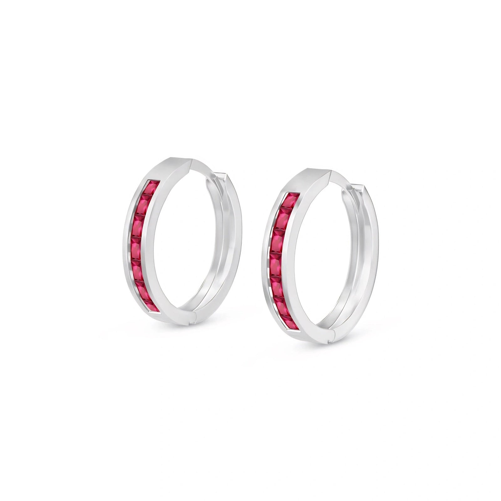 White Gold Earrings Ruby 10K — Rachele