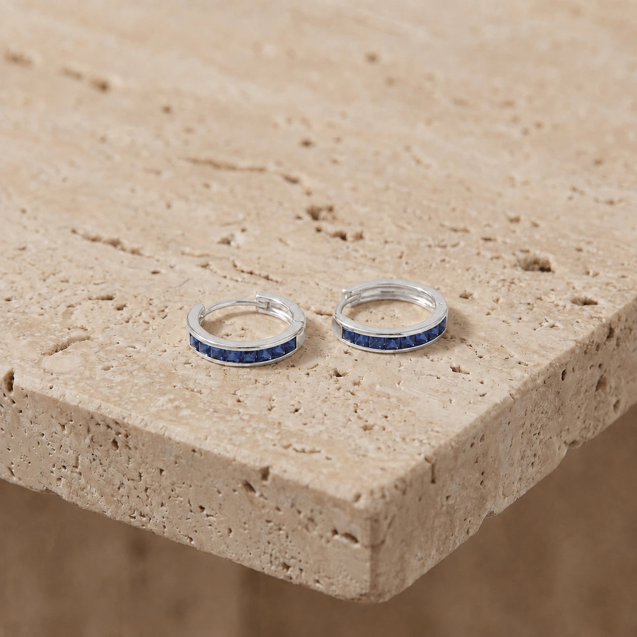 White Gold Earrings Sapphire 10K — Rachele