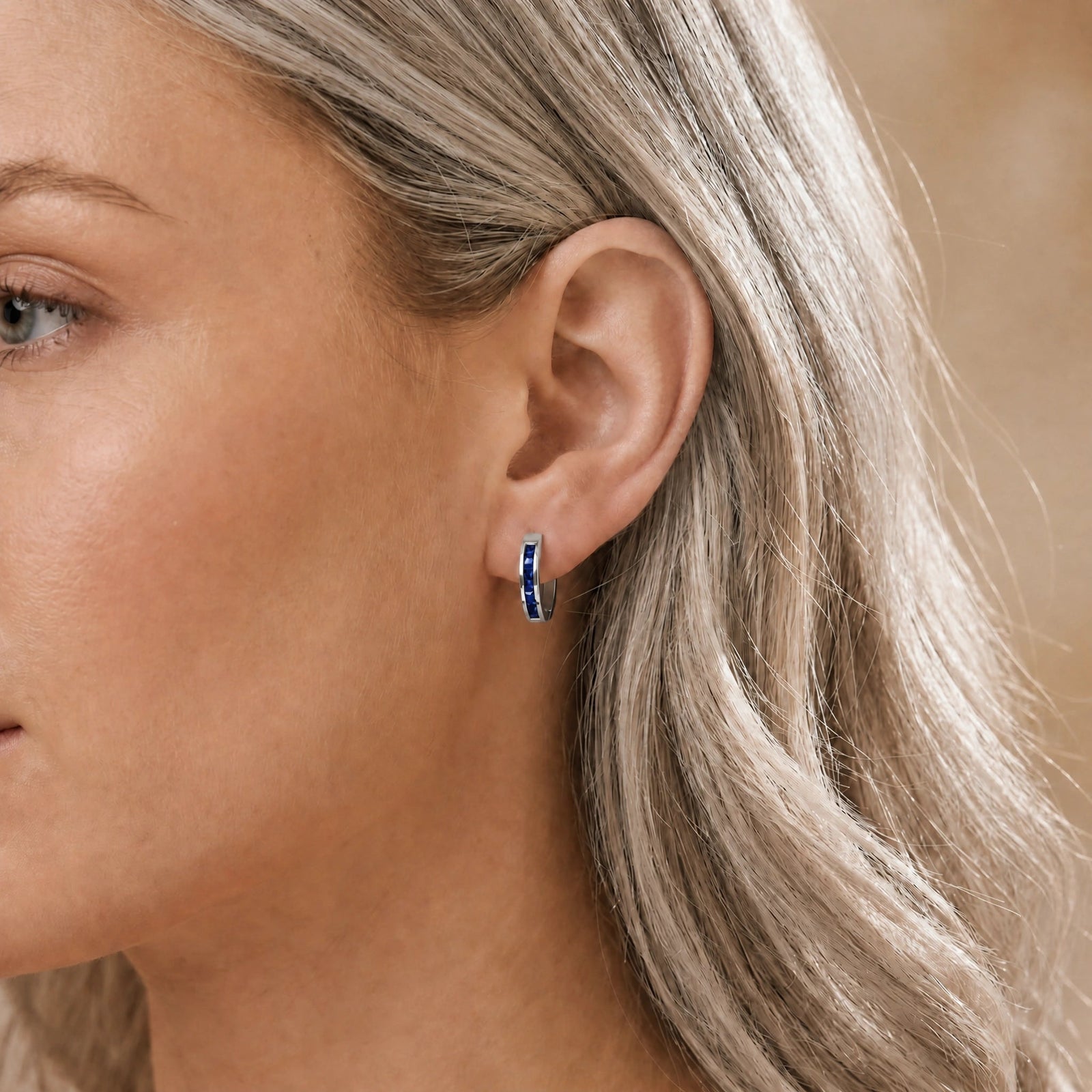 White Gold Earrings Sapphire 10K — Rachele