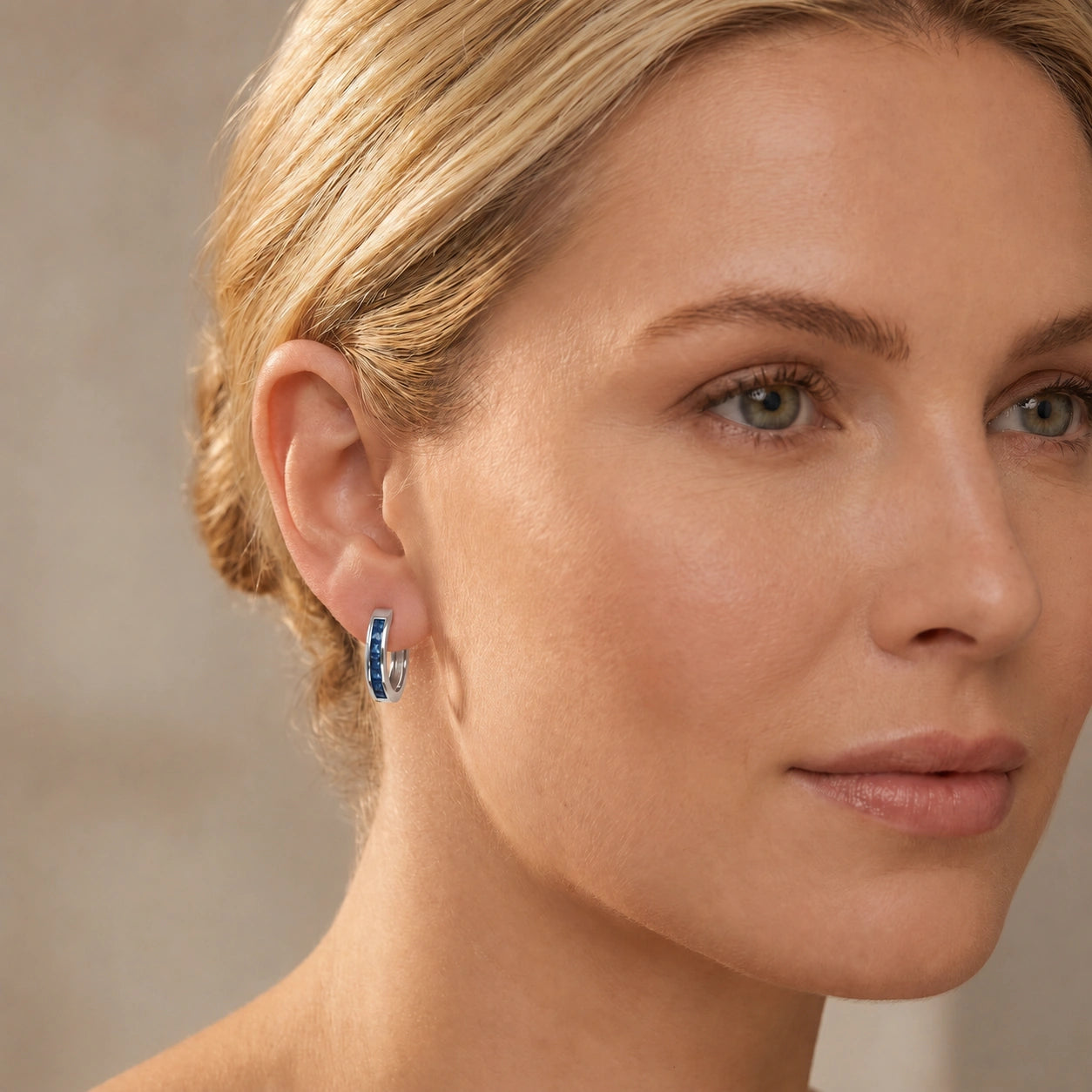 White Gold Earrings Sapphire 10K — Rachele