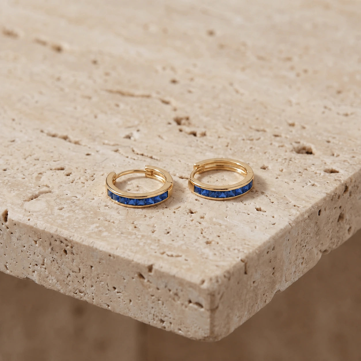 Yellow Gold Earrings Sapphire 10K — Rachele