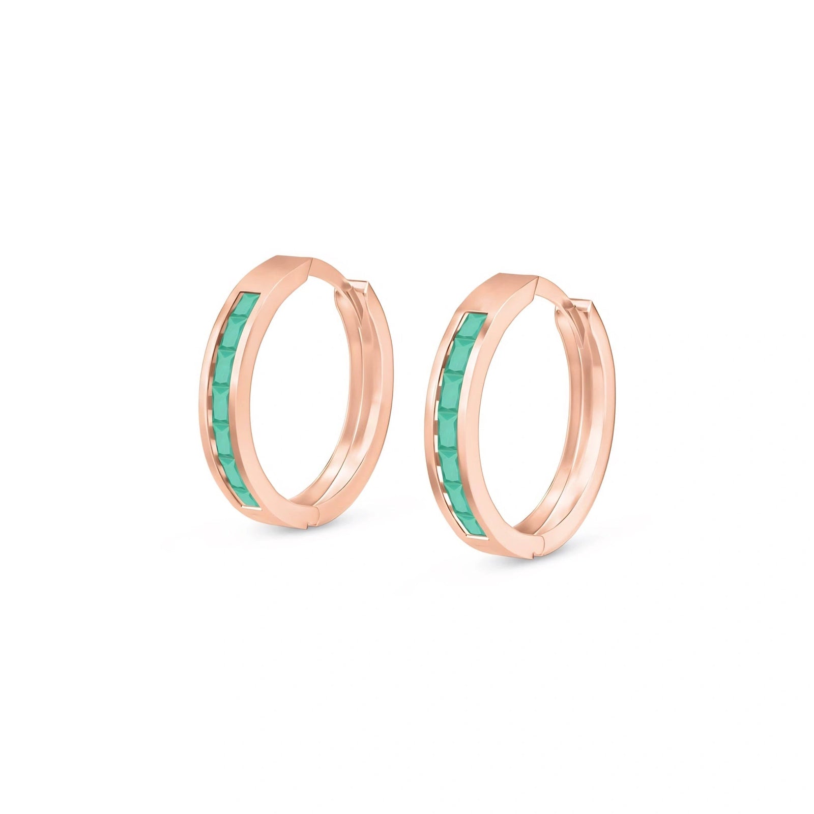 Rose Gold Earrings Emerald 10K — Rachele