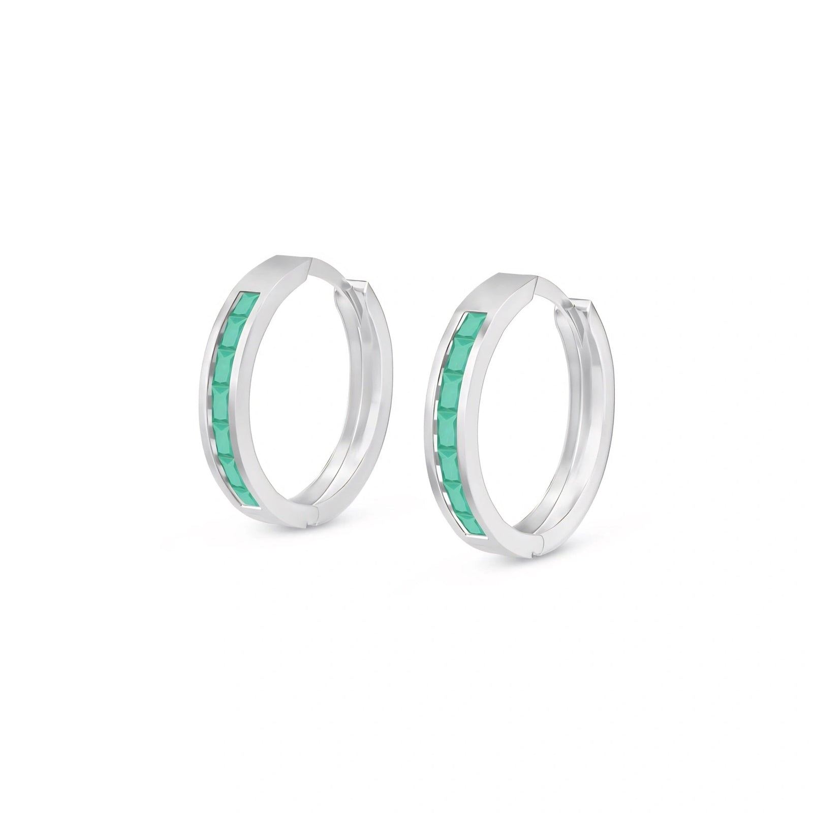 White Gold Earrings Emerald 10K — Rachele