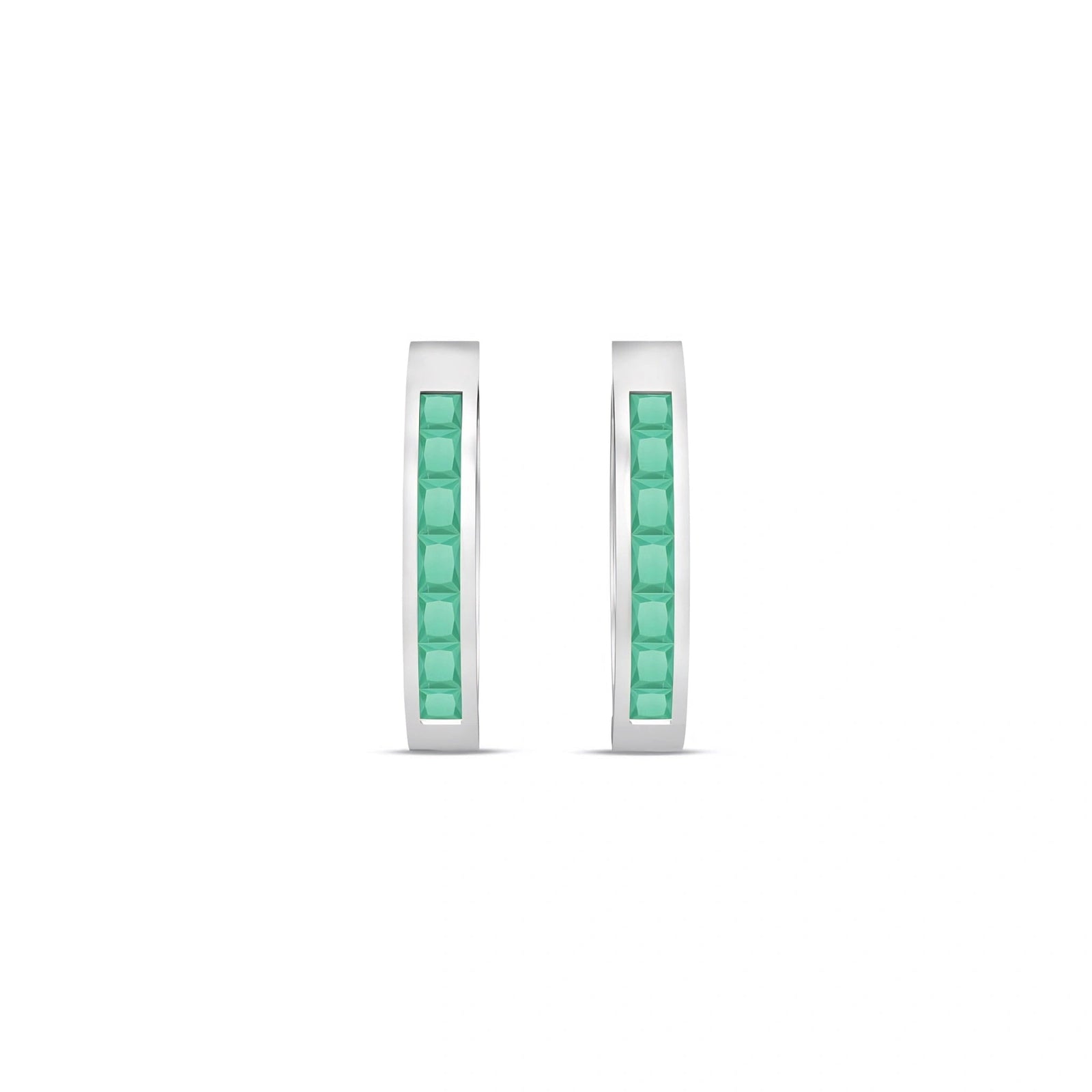 White Gold Earrings Emerald 10K — Rachele
