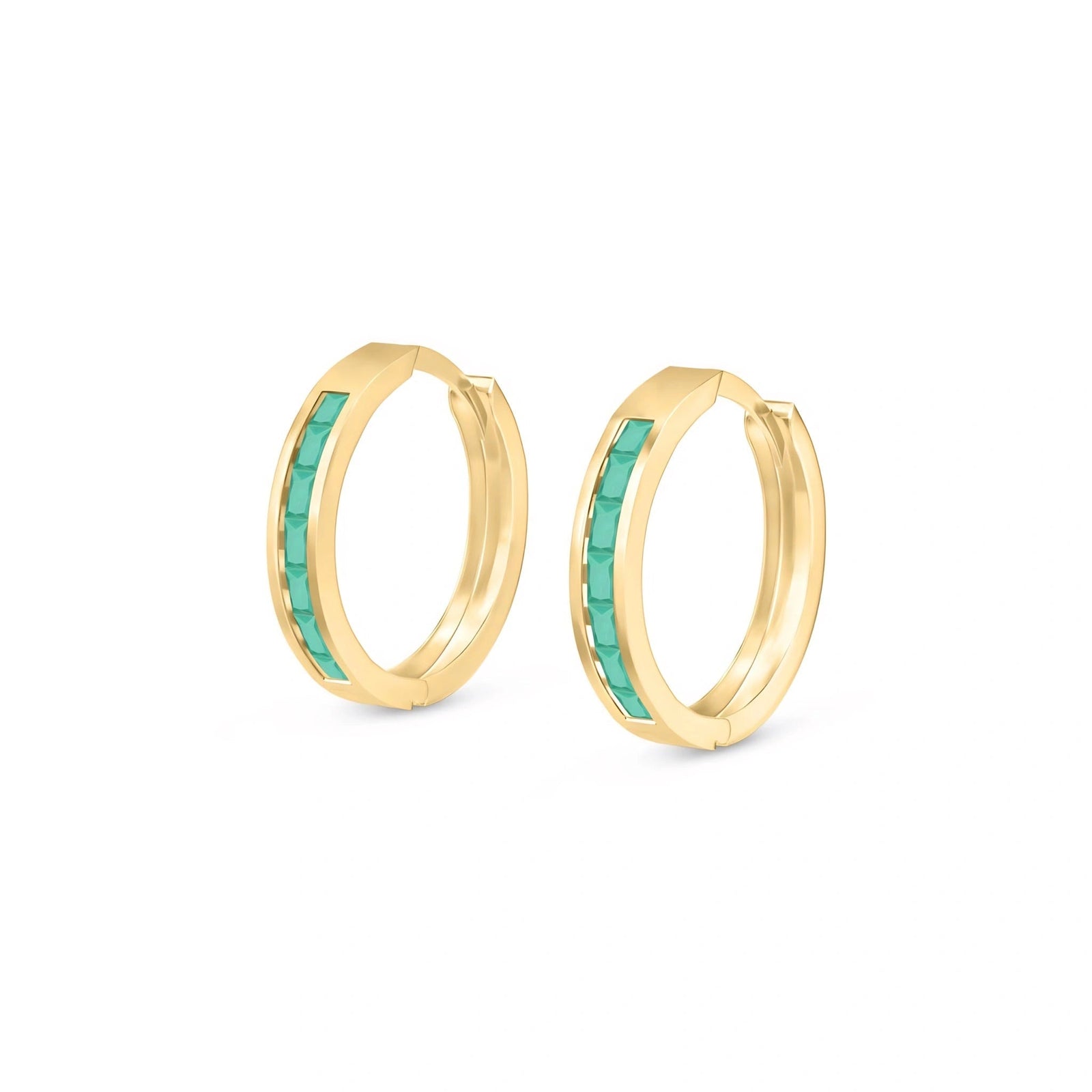 Yellow Gold Earrings Emerald 10K — Rachele