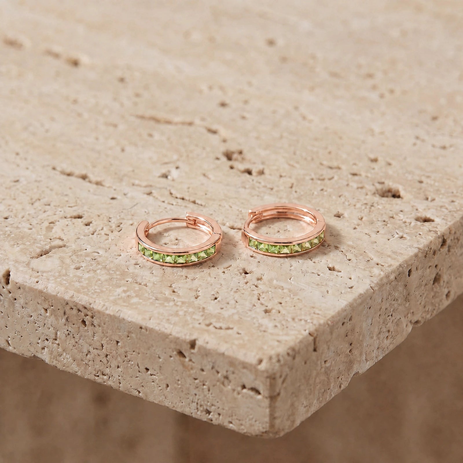 Rose Gold Earrings Peridot 10K — Rachele