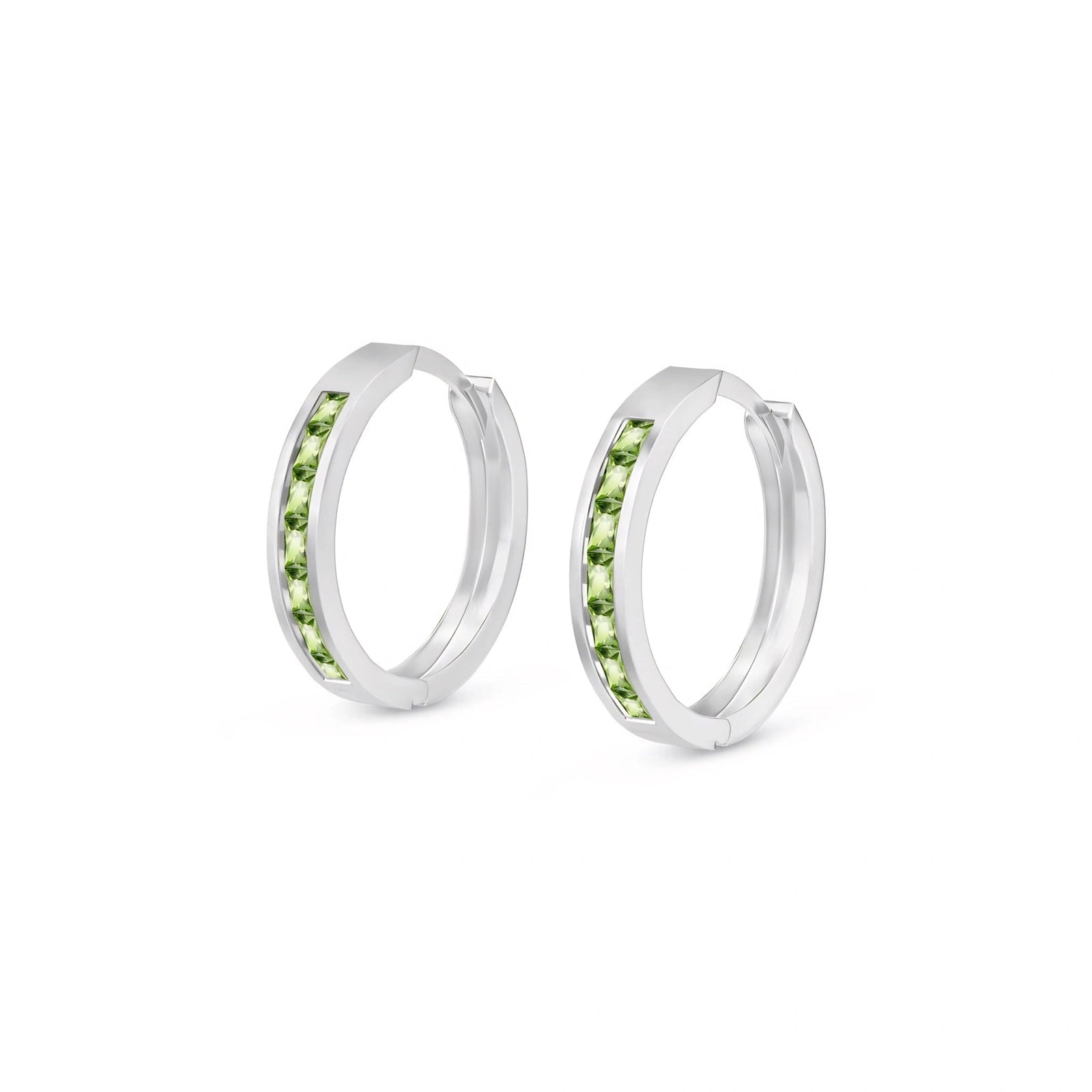White Gold Earrings Peridot 10K — Rachele