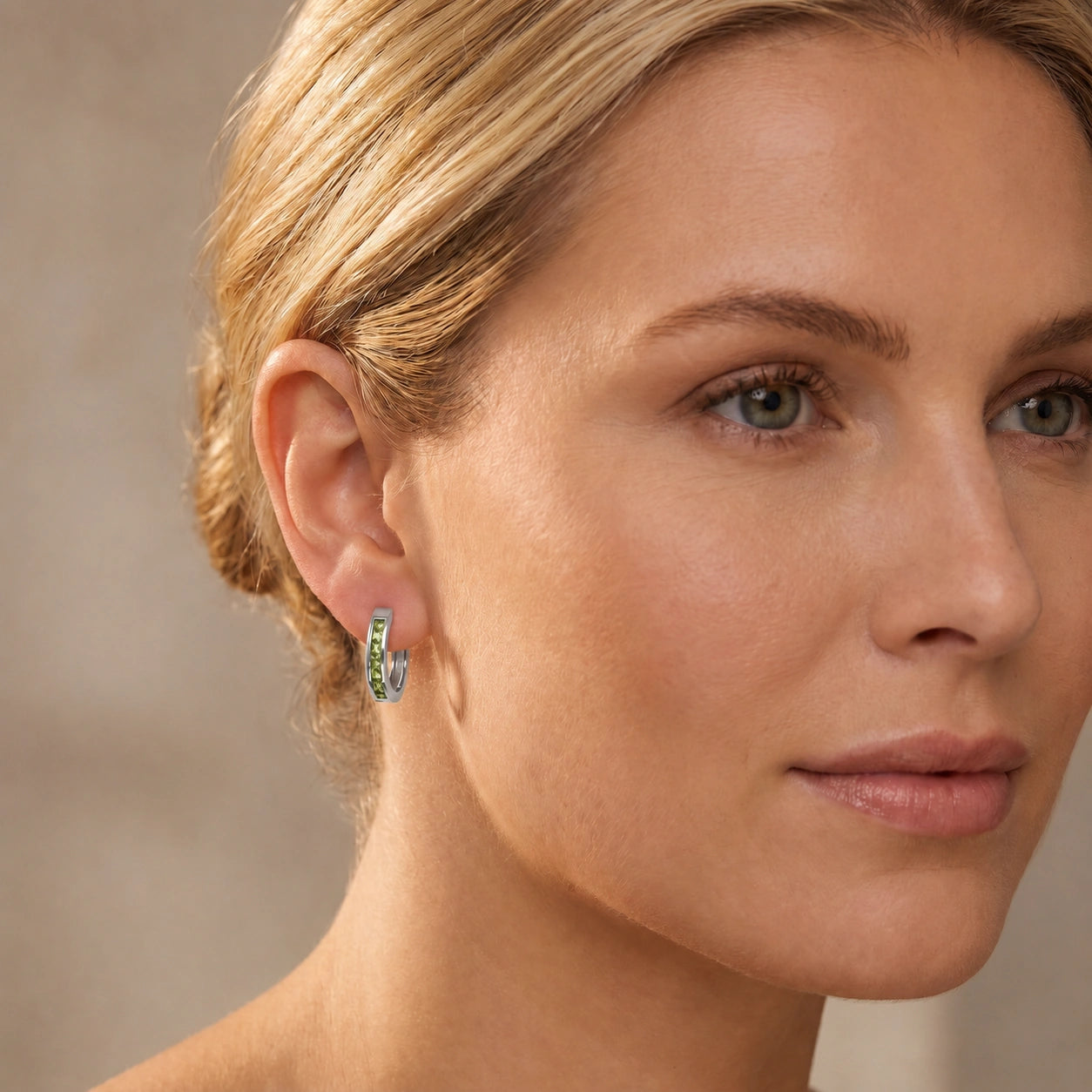 White Gold Earrings Peridot 10K — Rachele