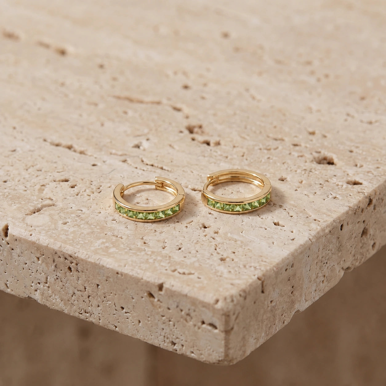 Yellow Gold Earrings Peridot 10K — Rachele