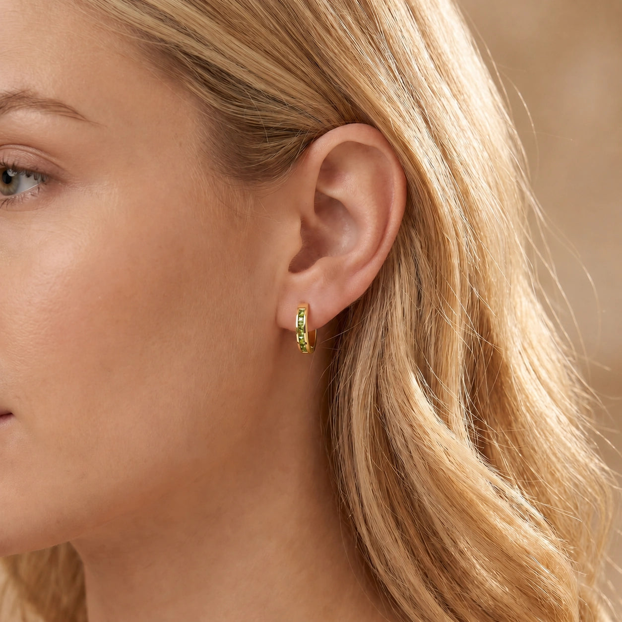 Yellow Gold Earrings Peridot 10K — Rachele