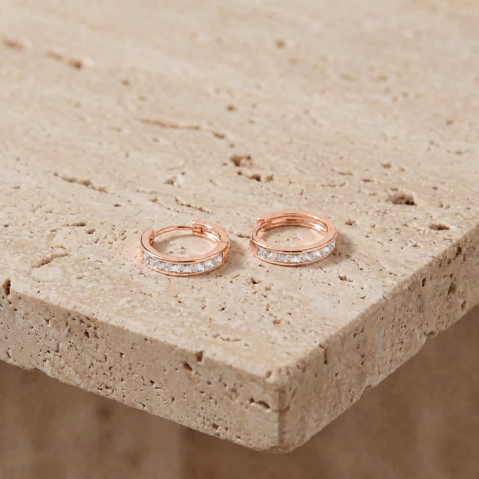 Rose Gold Earrings White Topaz 10K — Rachele