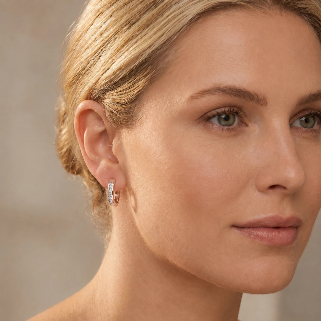 Rose Gold Earrings White Topaz 10K — Rachele