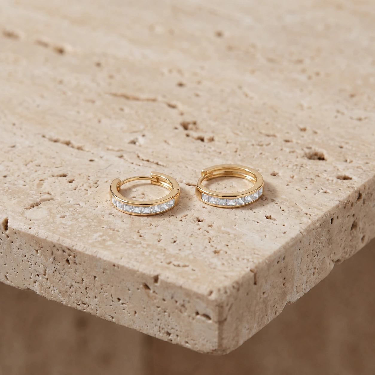 Yellow Gold Earrings White Topaz 10K — Rachele