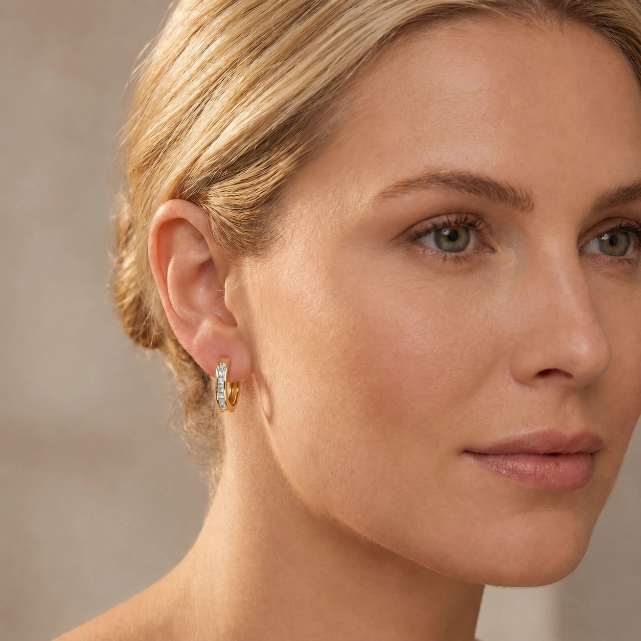 Yellow Gold Earrings White Topaz 10K — Rachele
