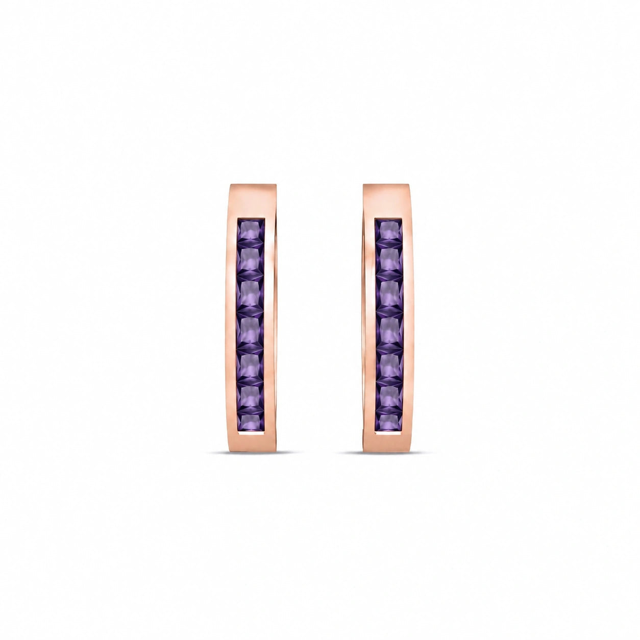 Rose Gold Earrings Amethyst 10K — Rachele