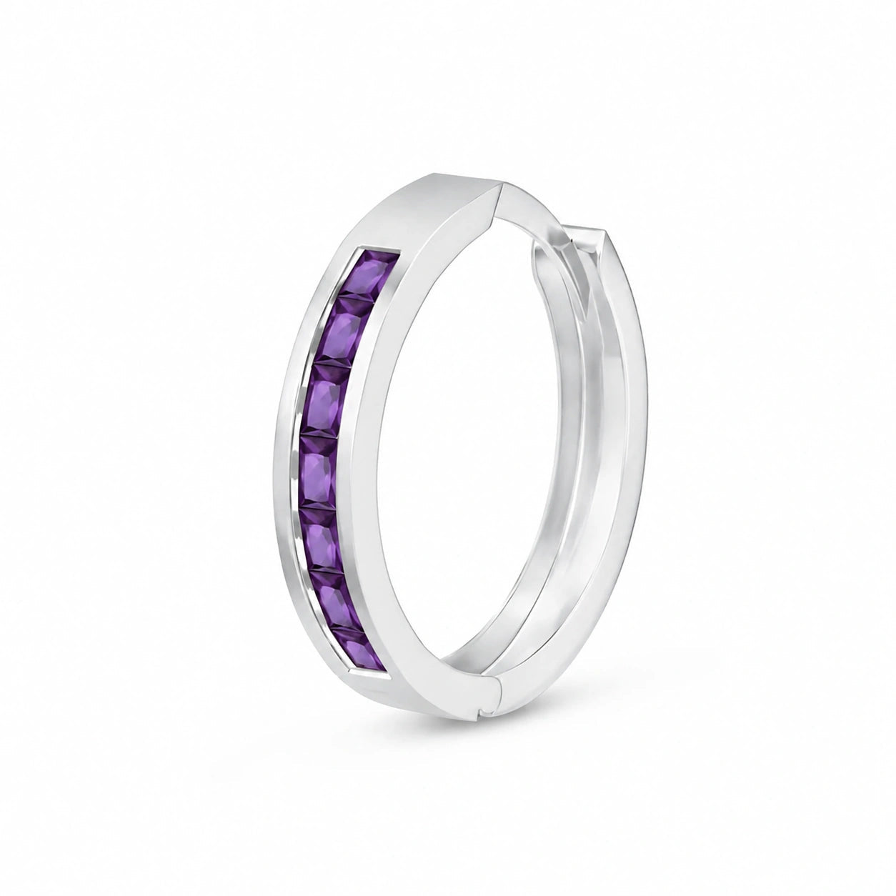 White Gold Earrings Amethyst 10K — Rachele