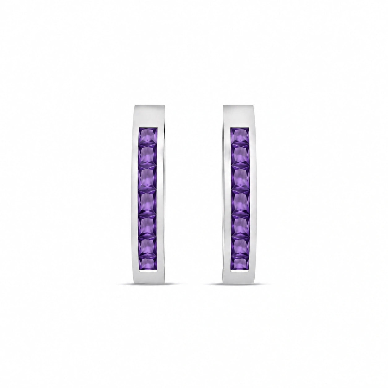 White Gold Earrings Amethyst 10K — Rachele