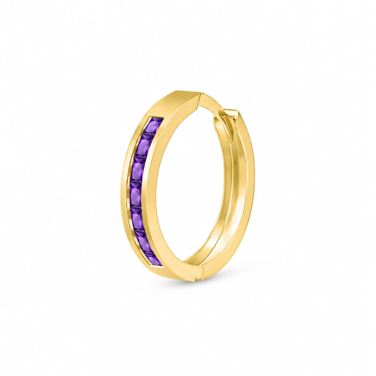 Yellow Gold Earrings Amethyst 10K — Rachele