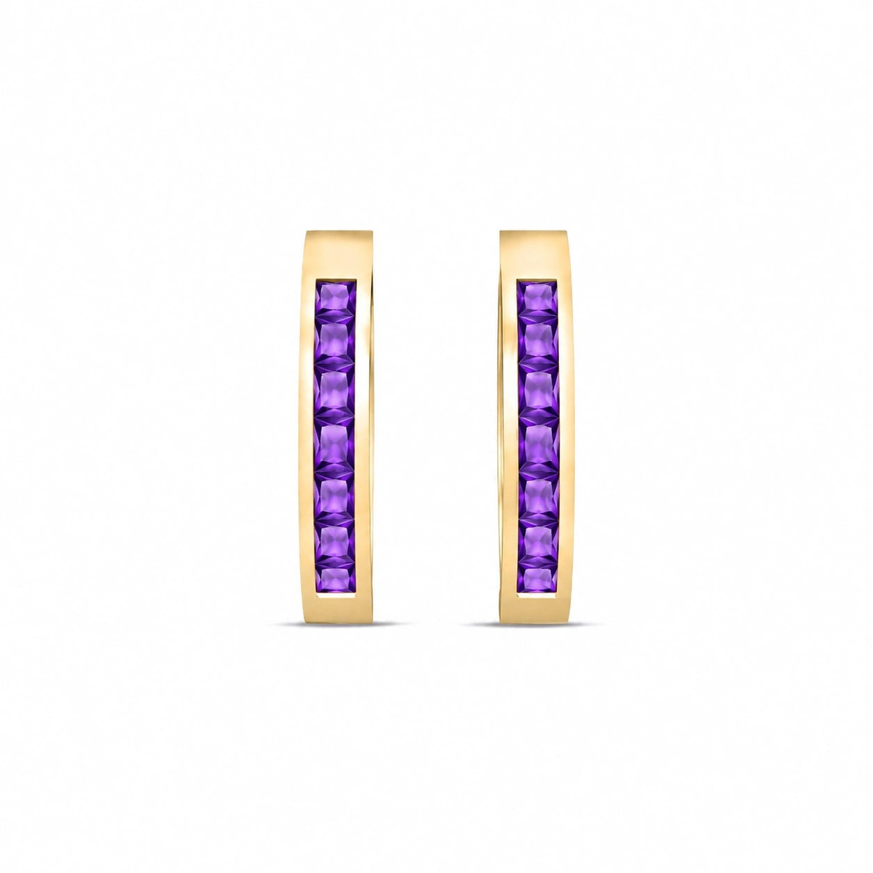 Yellow Gold Earrings Amethyst 10K — Rachele