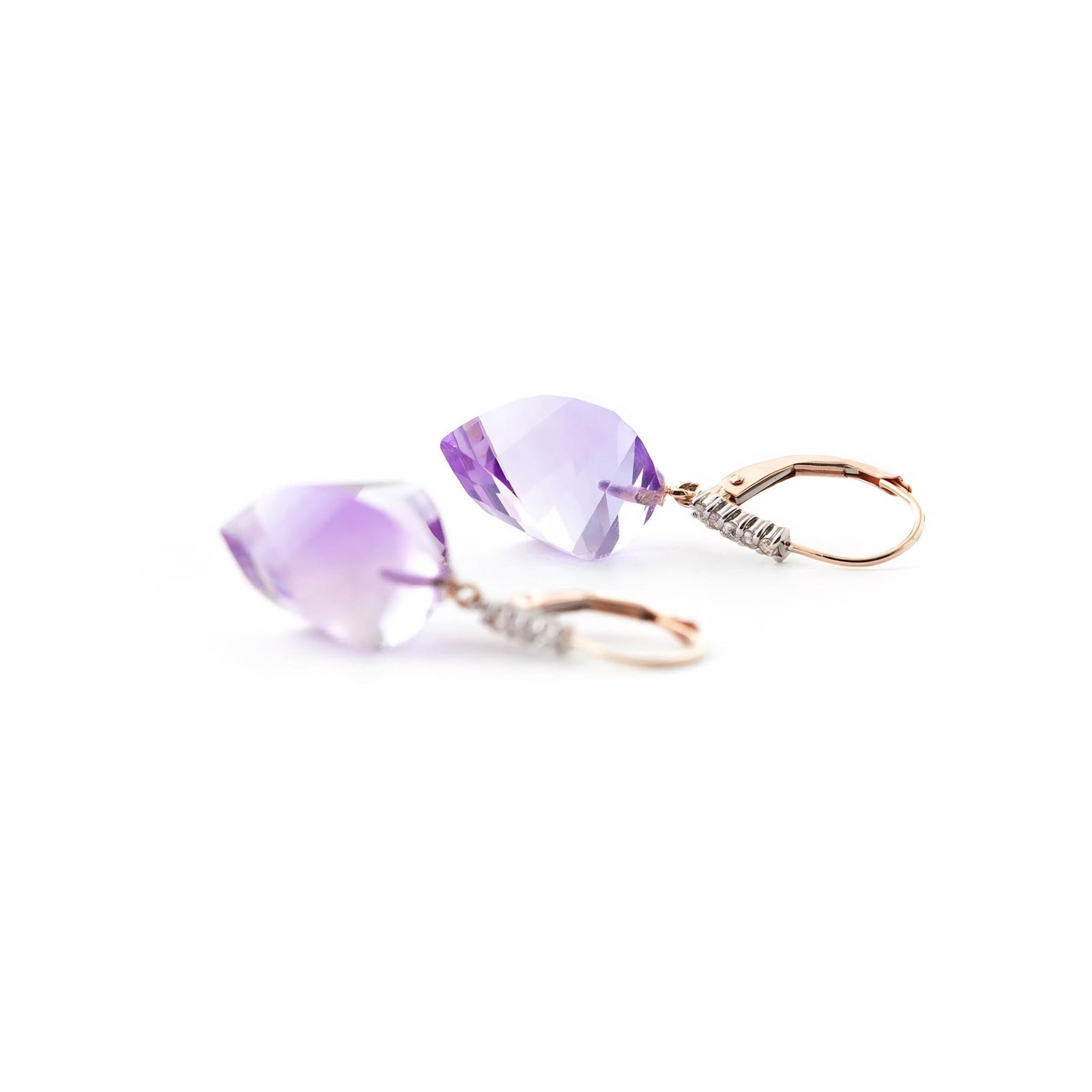 Rose Gold Earrings Amethyst 10K — Stella