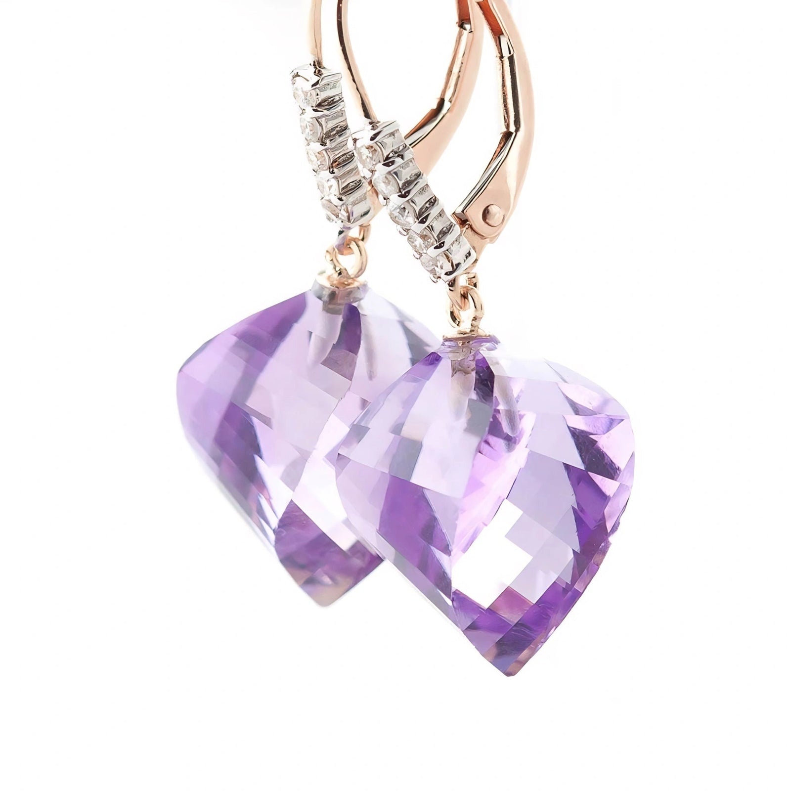 Rose Gold Earrings Amethyst 10K — Stella
