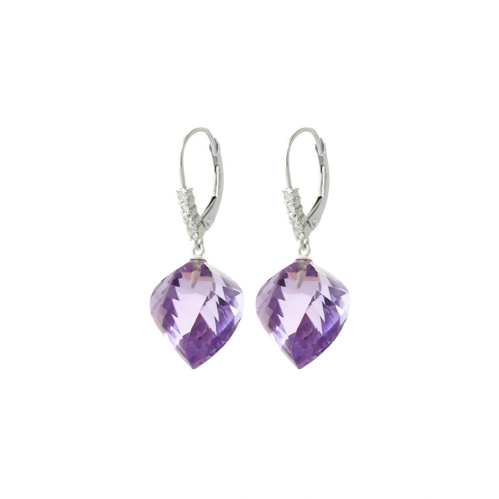 White Gold Earrings Amethyst 10K — Stella