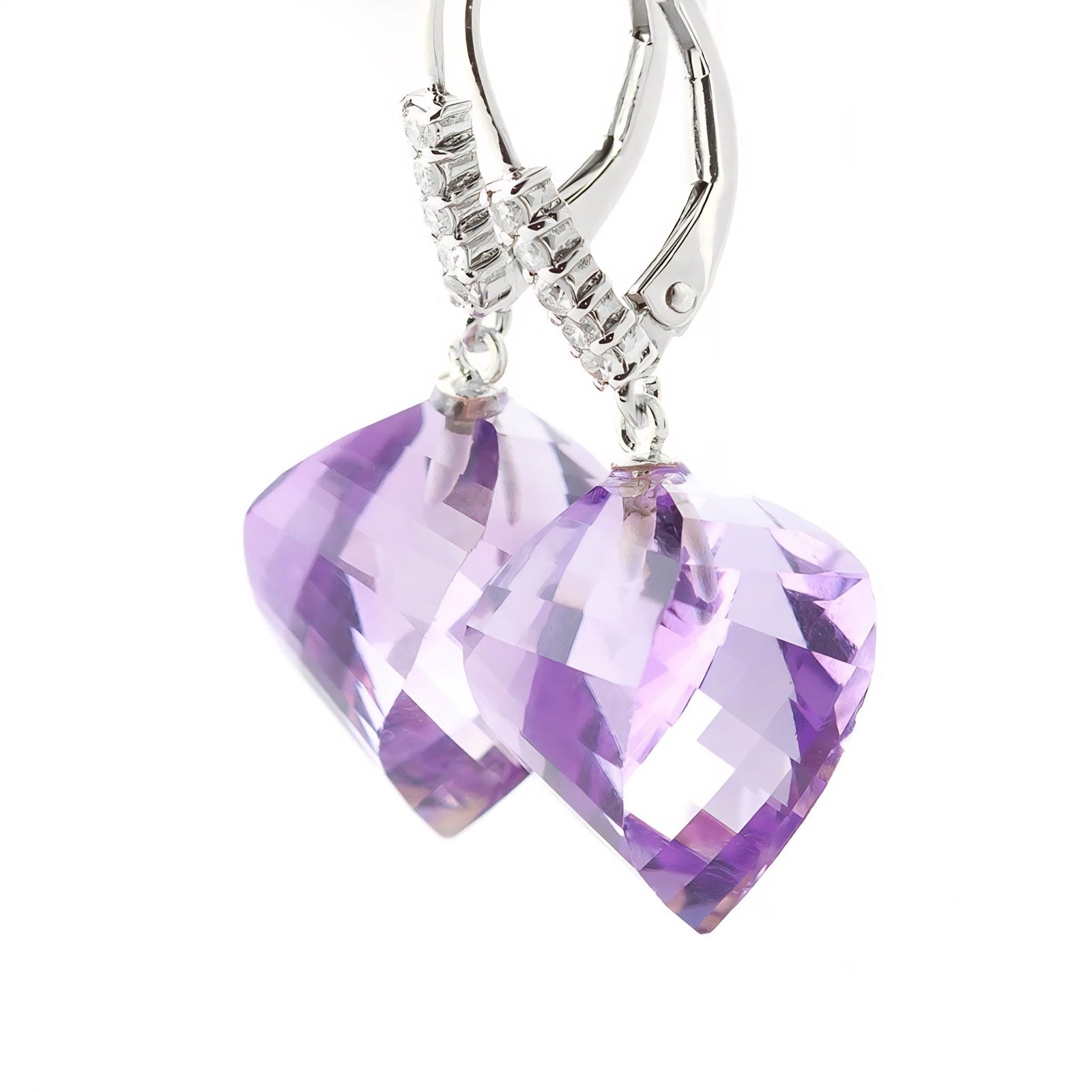 White Gold Earrings Amethyst 10K — Stella