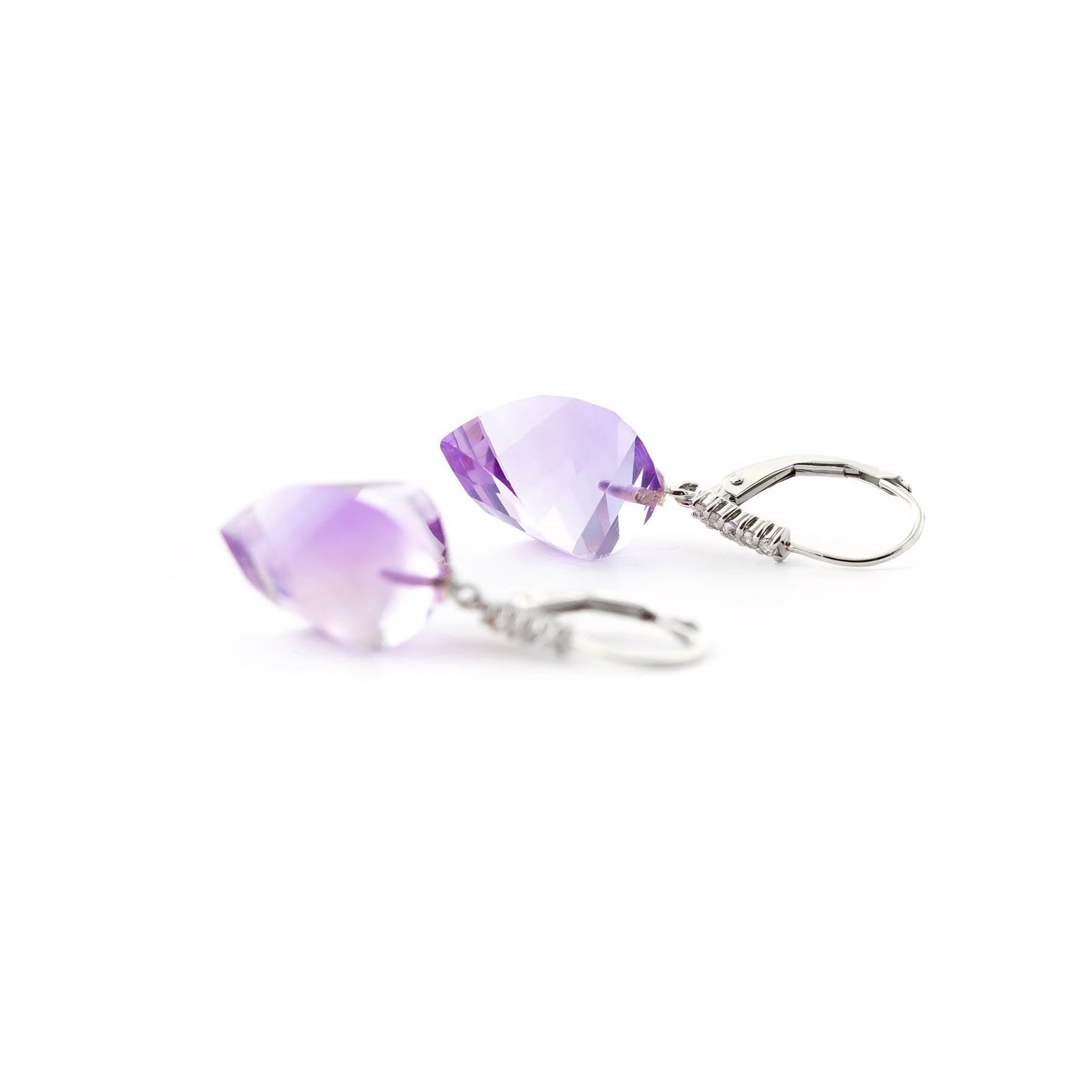 White Gold Earrings Amethyst 10K — Stella