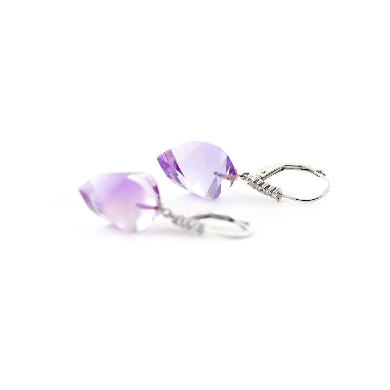 White Gold Earrings Amethyst 10K — Stella