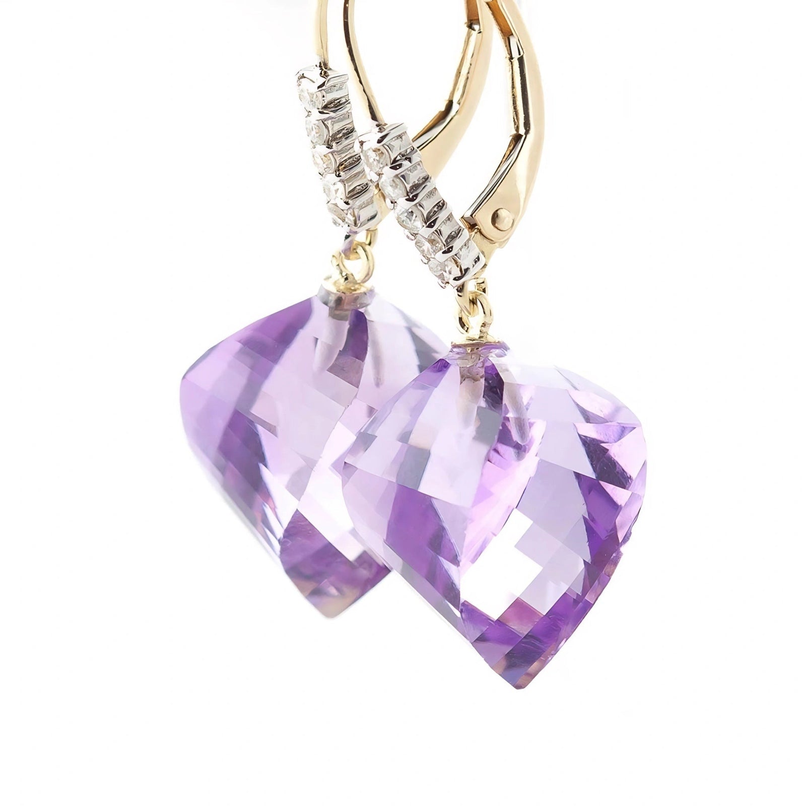 Yellow Gold Earrings Amethyst 10K — Stella