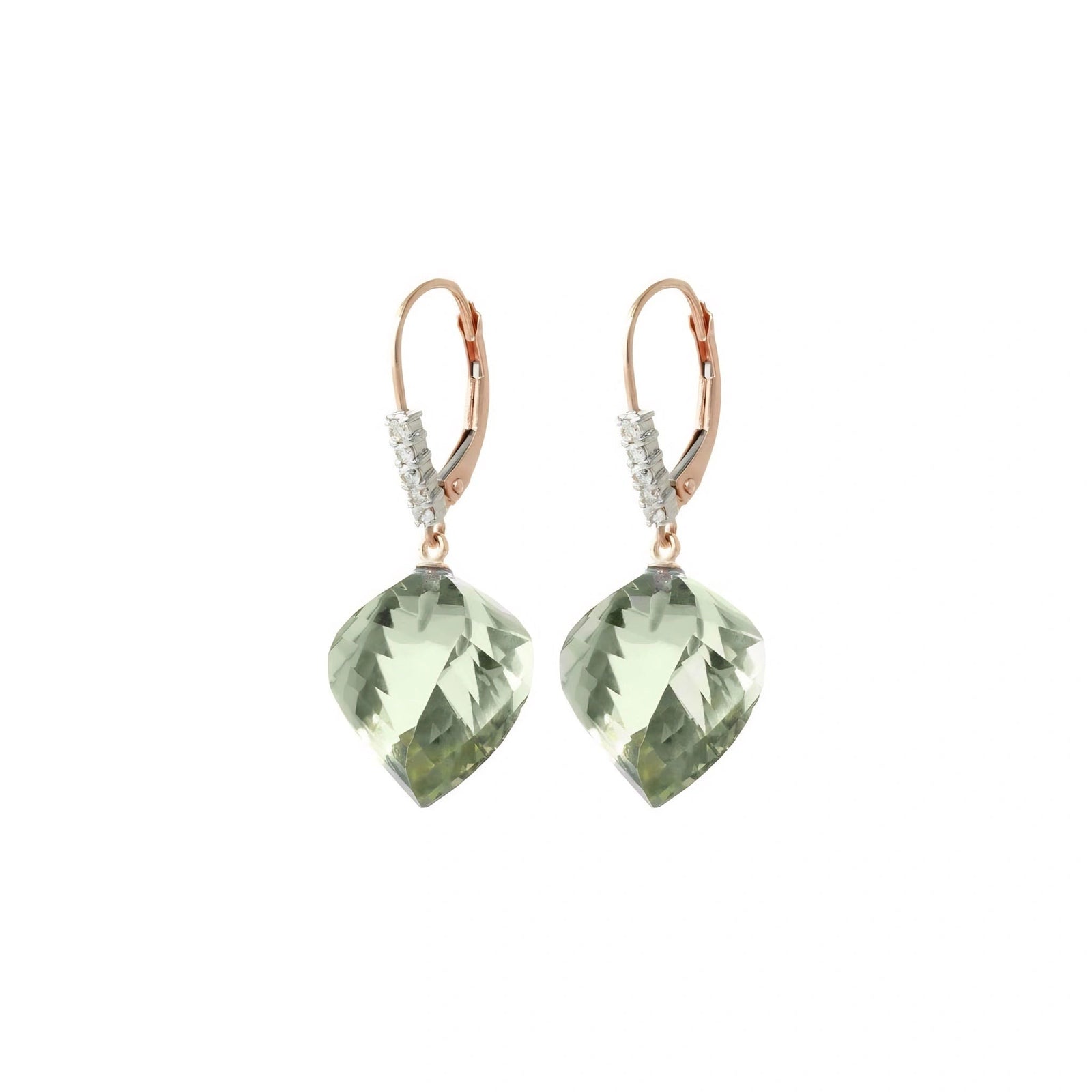Rose Gold Earrings Green Amethyst 10K — Stella