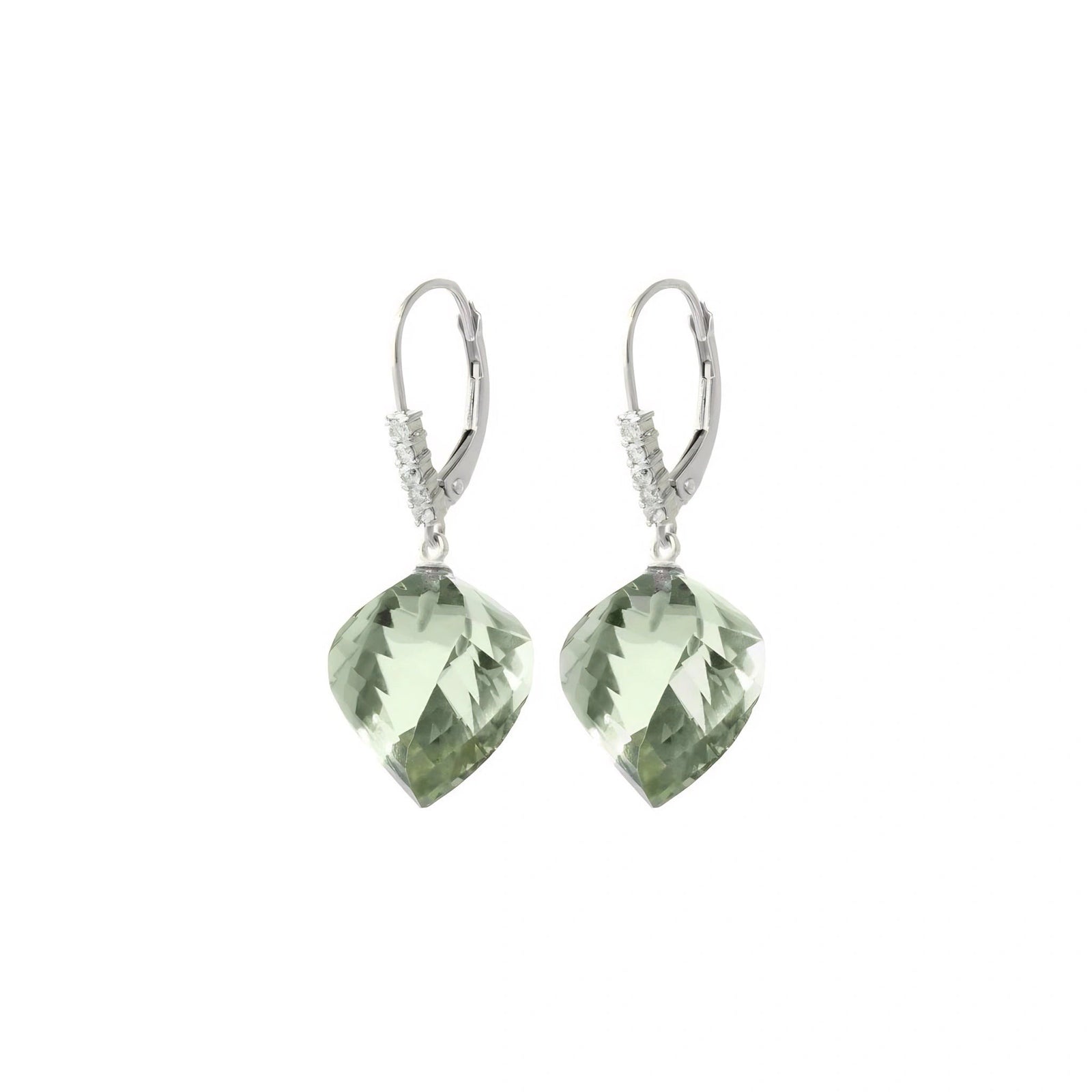 White Gold Earrings Green Amethyst 10K — Stella