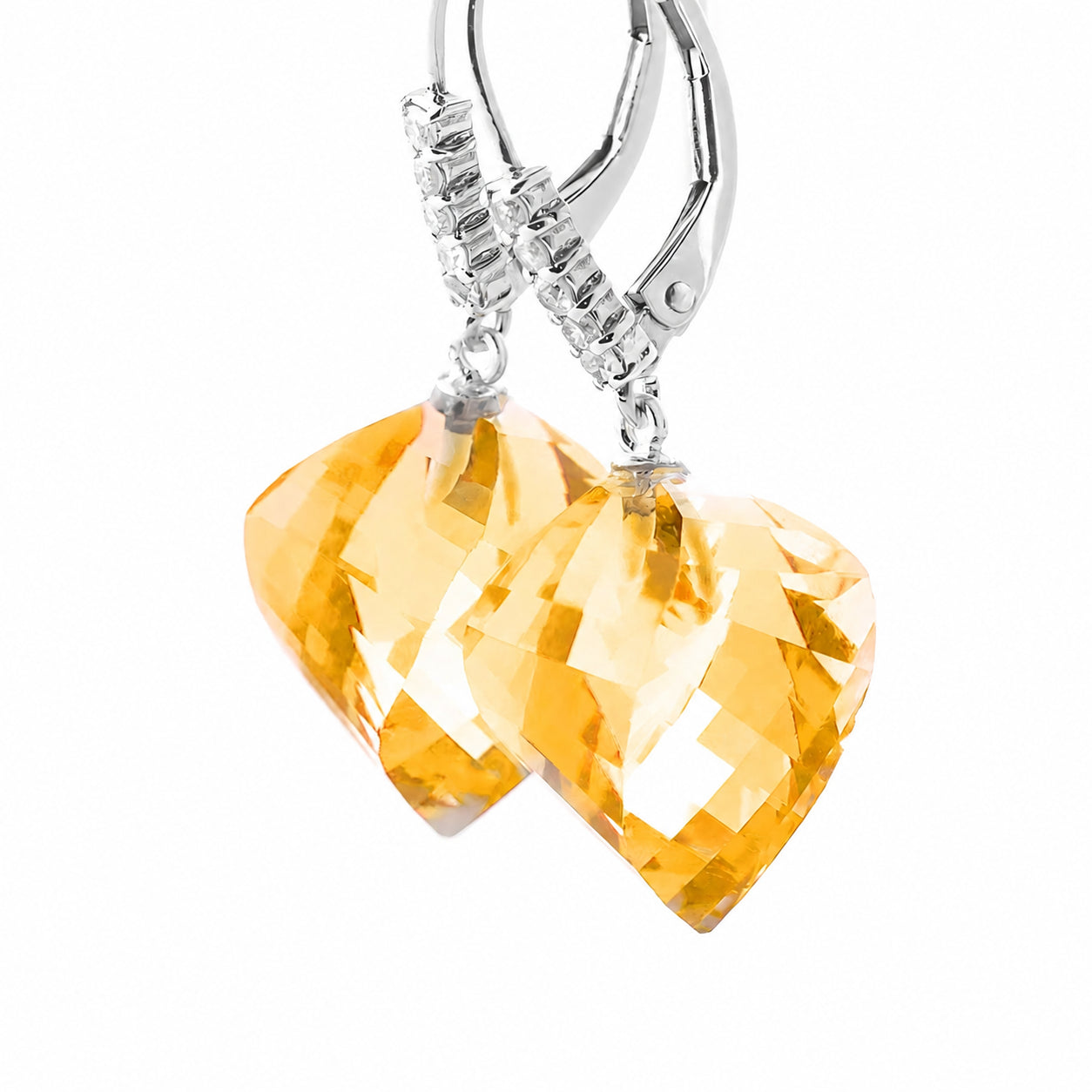 White Gold Earrings Green Amethyst 10K — Stella