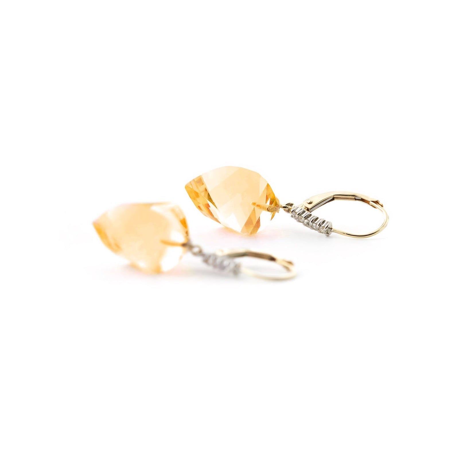 Yellow Gold Earrings Green Amethyst 10K — Stella