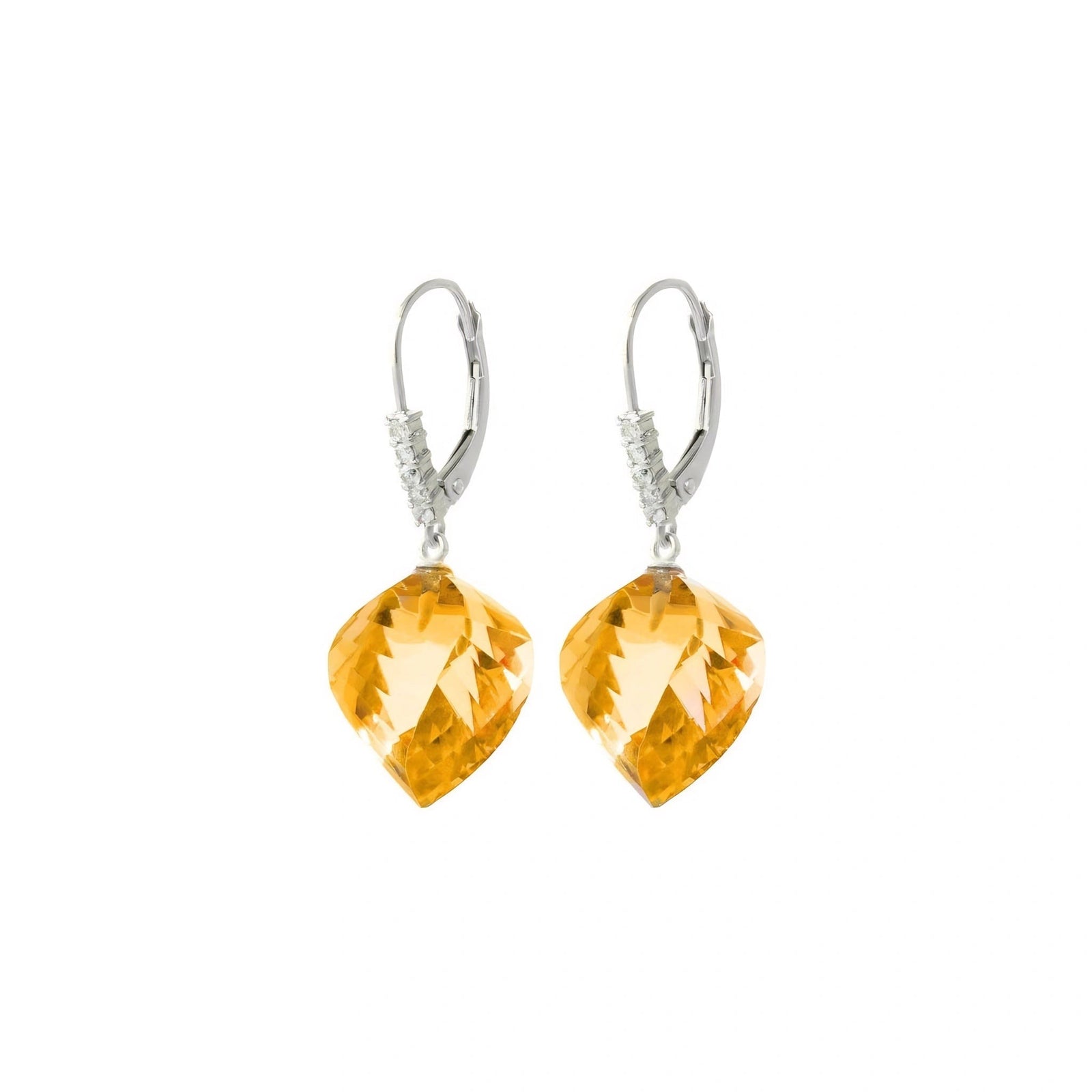 White Gold Earrings Citrine 10K — Stella