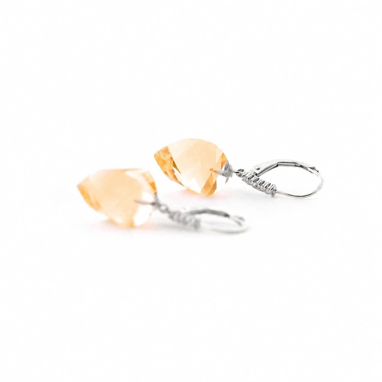 White Gold Earrings Citrine 10K — Stella