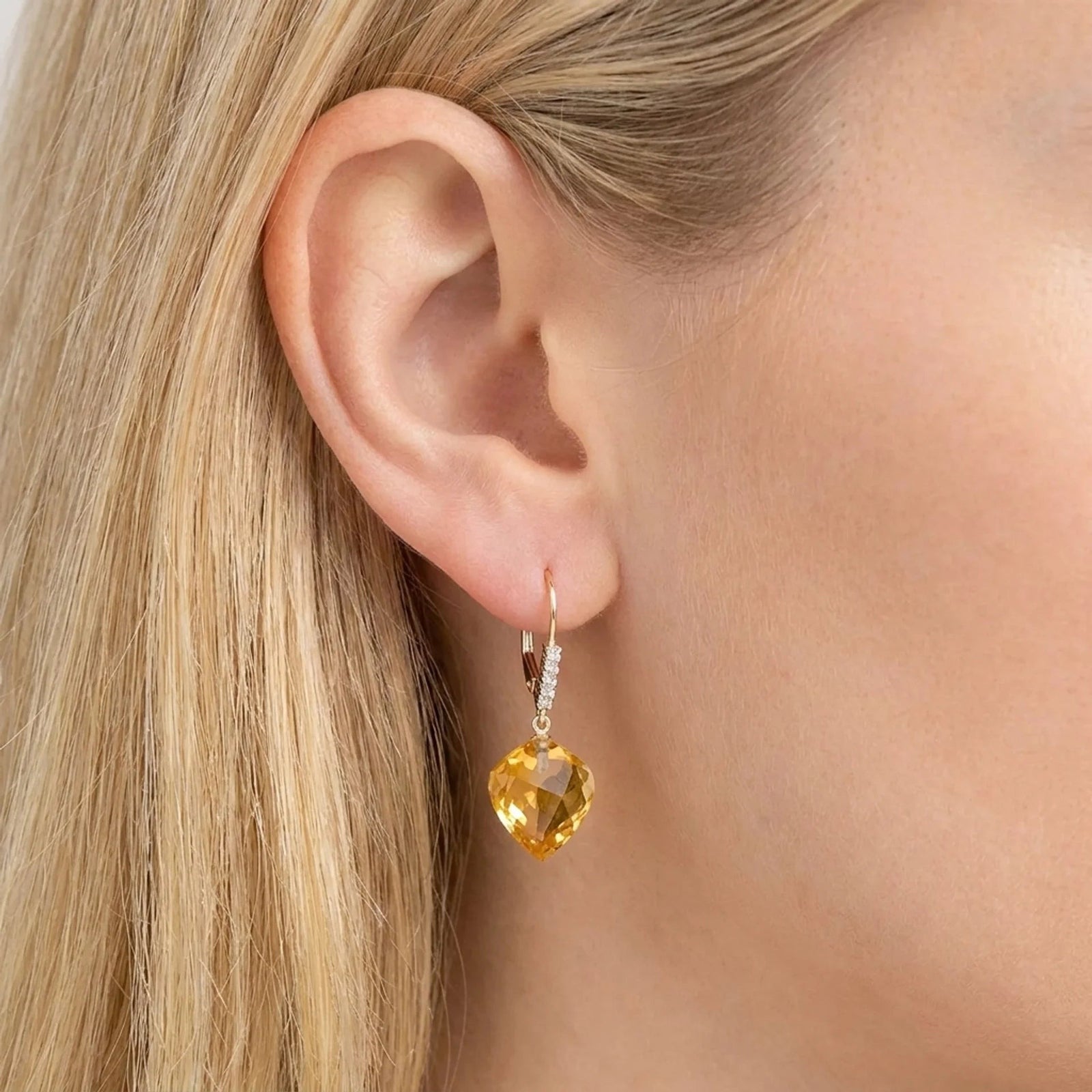 Yellow Gold Earrings Citrine 10K — Stella