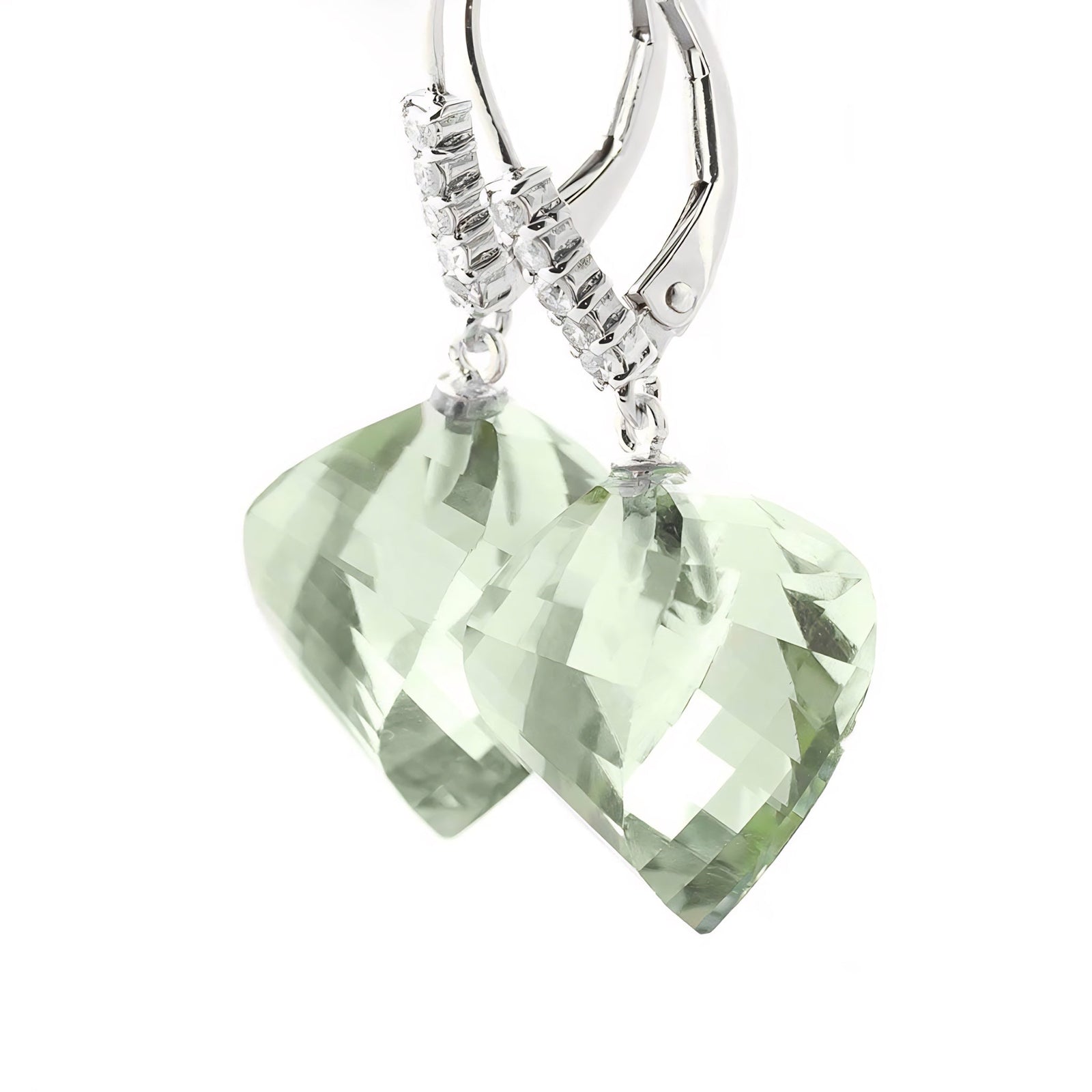 White Gold Earrings White Topaz 10K — Stella