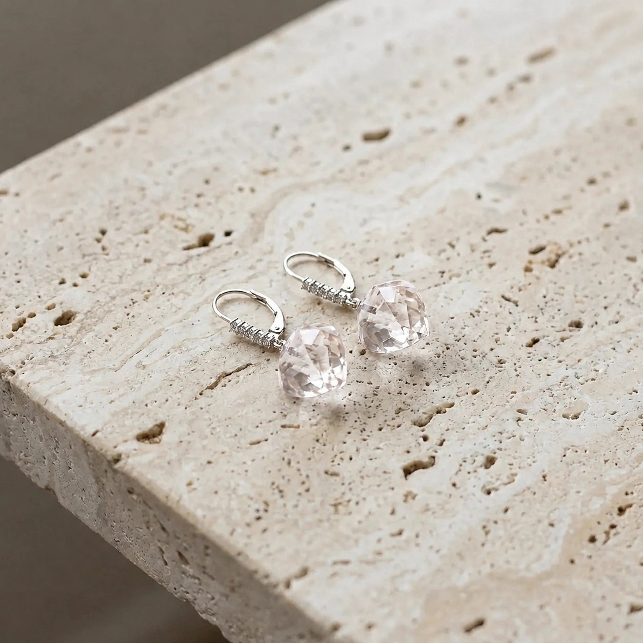 White Gold Earrings White Topaz 10K — Stella