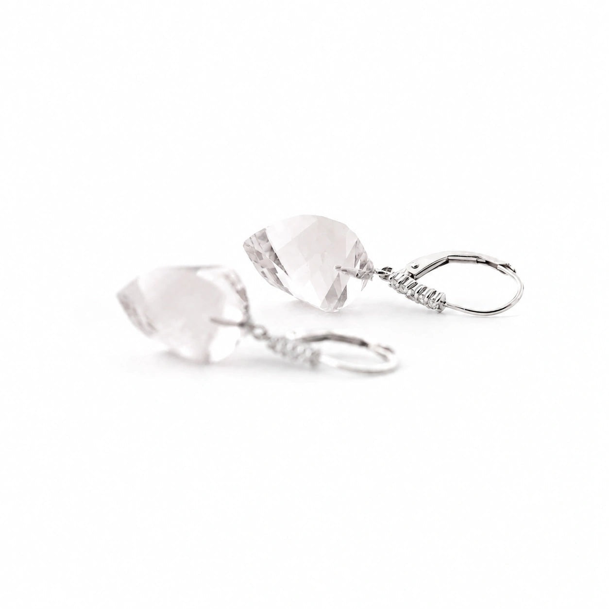 White Gold Earrings White Topaz 10K — Stella