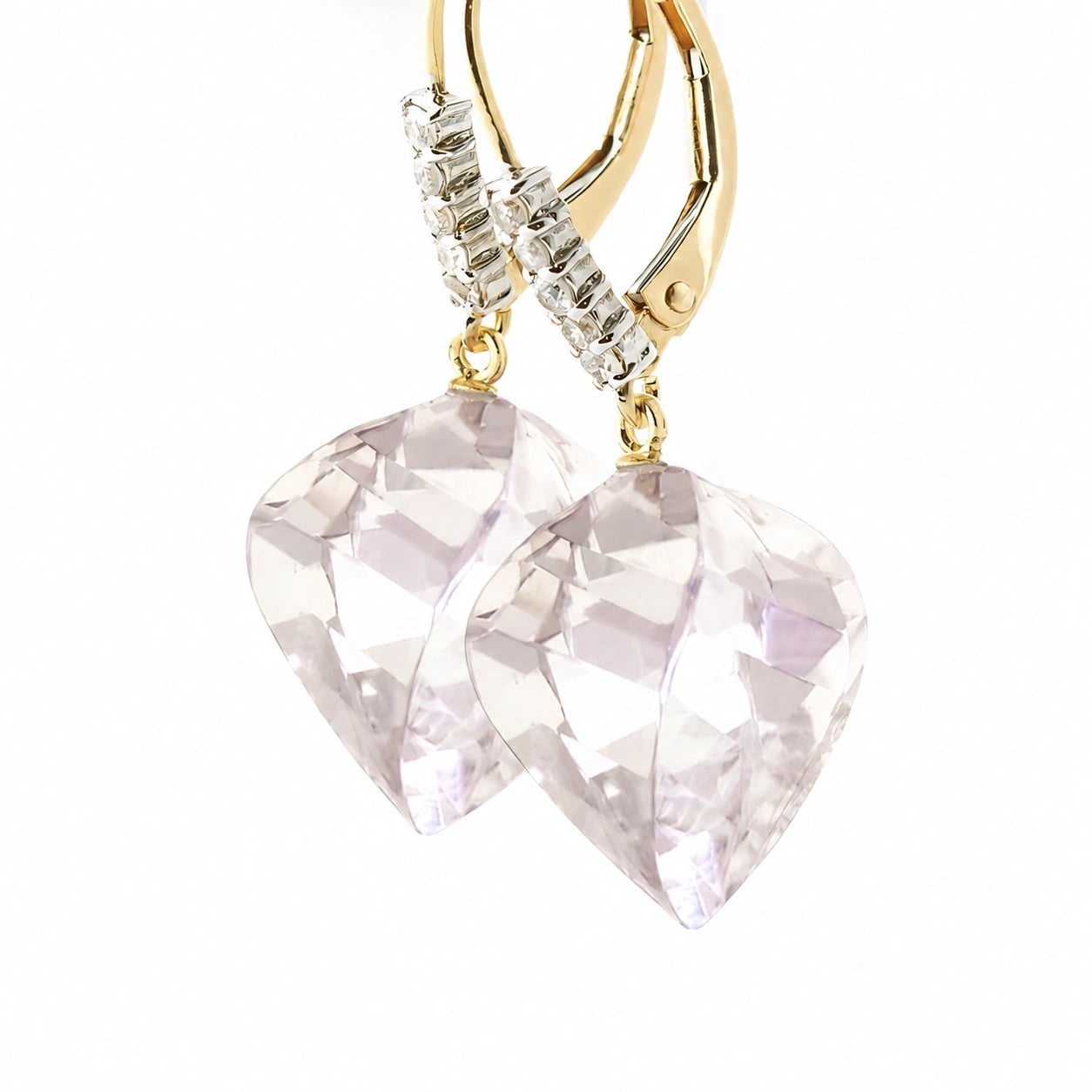 Yellow Gold Earrings White Topaz 10K — Stella