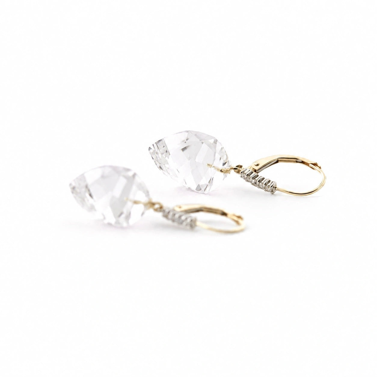 Yellow Gold Earrings White Topaz 10K — Stella