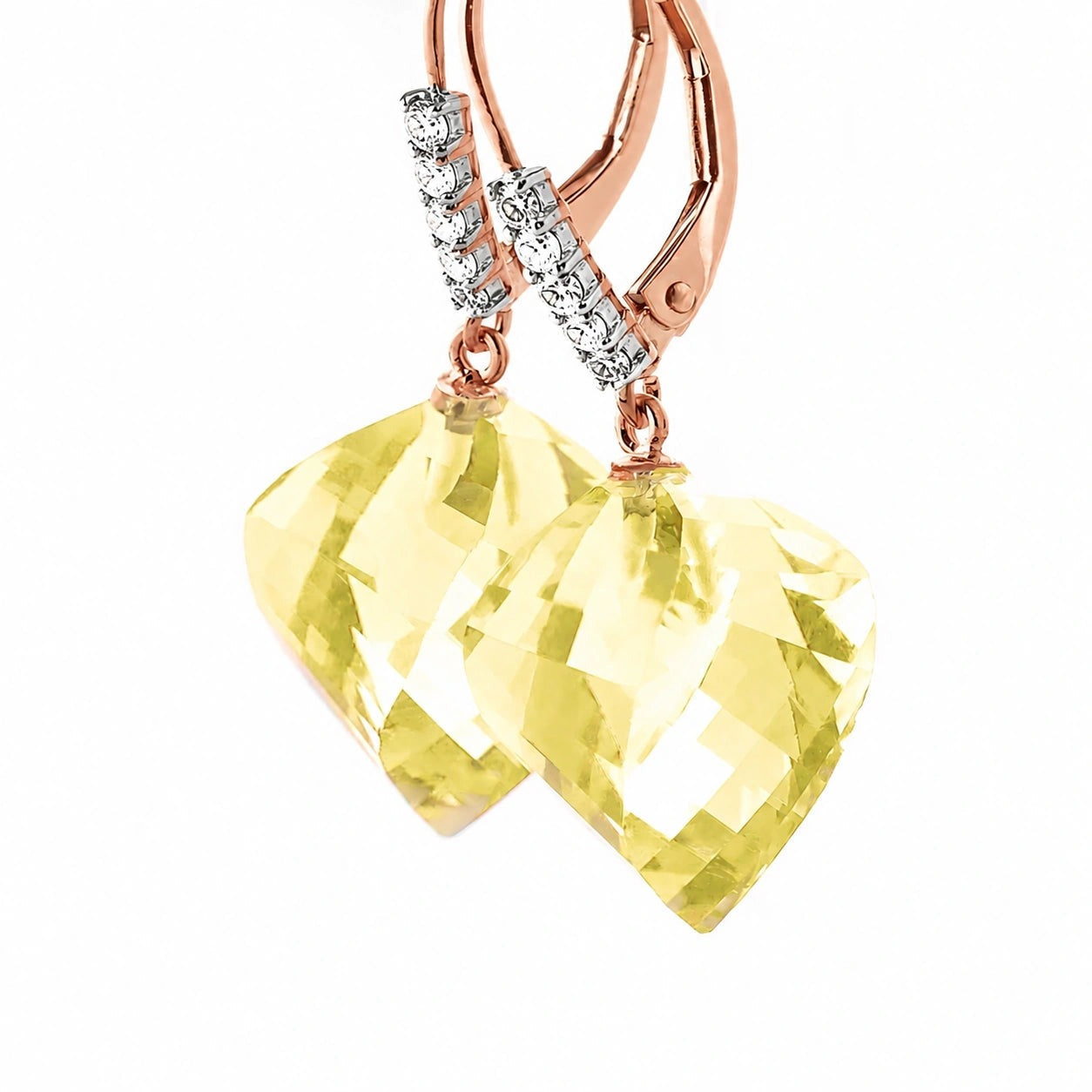 Rose Gold Earrings Lemon Quartz 10K — Stella