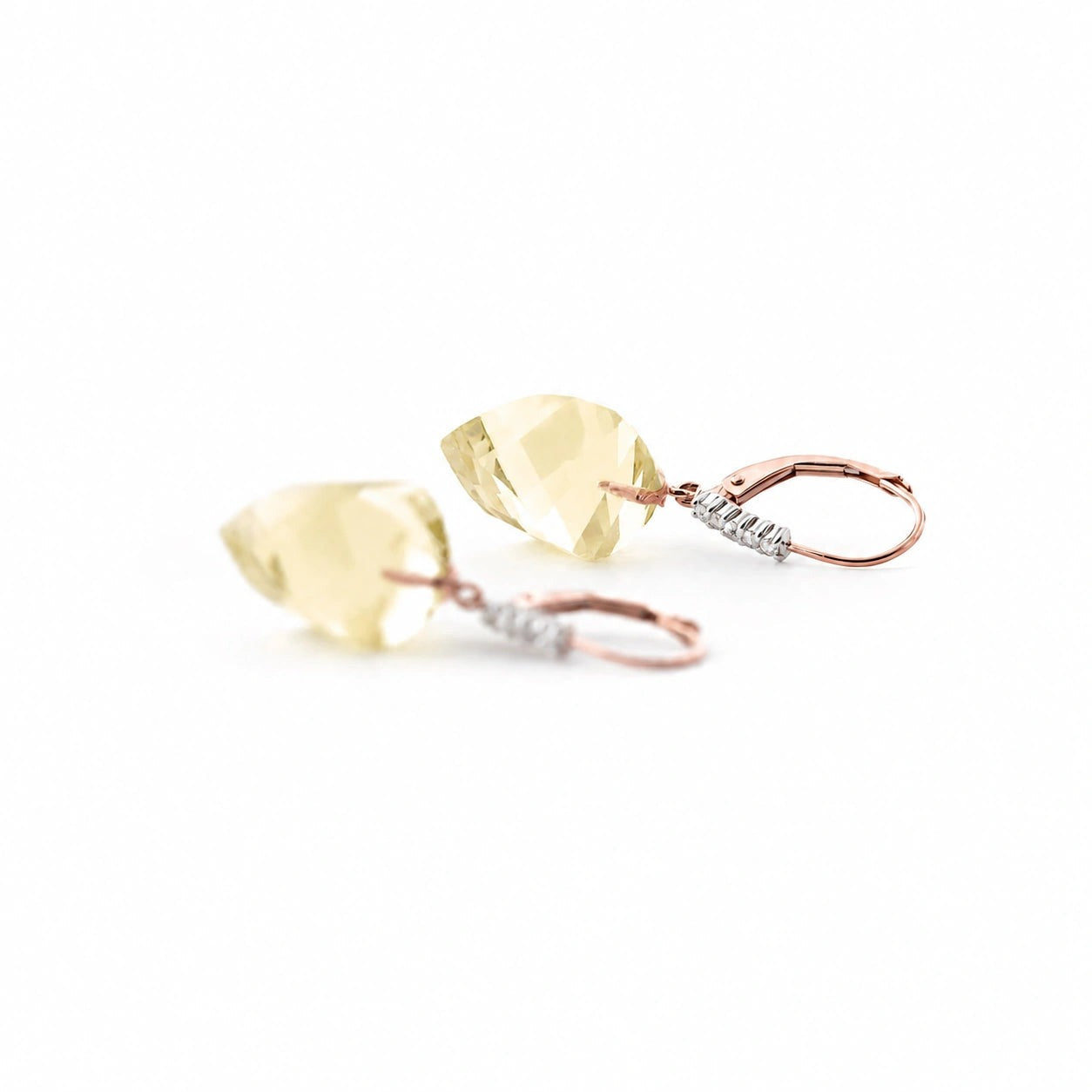 Rose Gold Earrings Lemon Quartz 10K — Stella